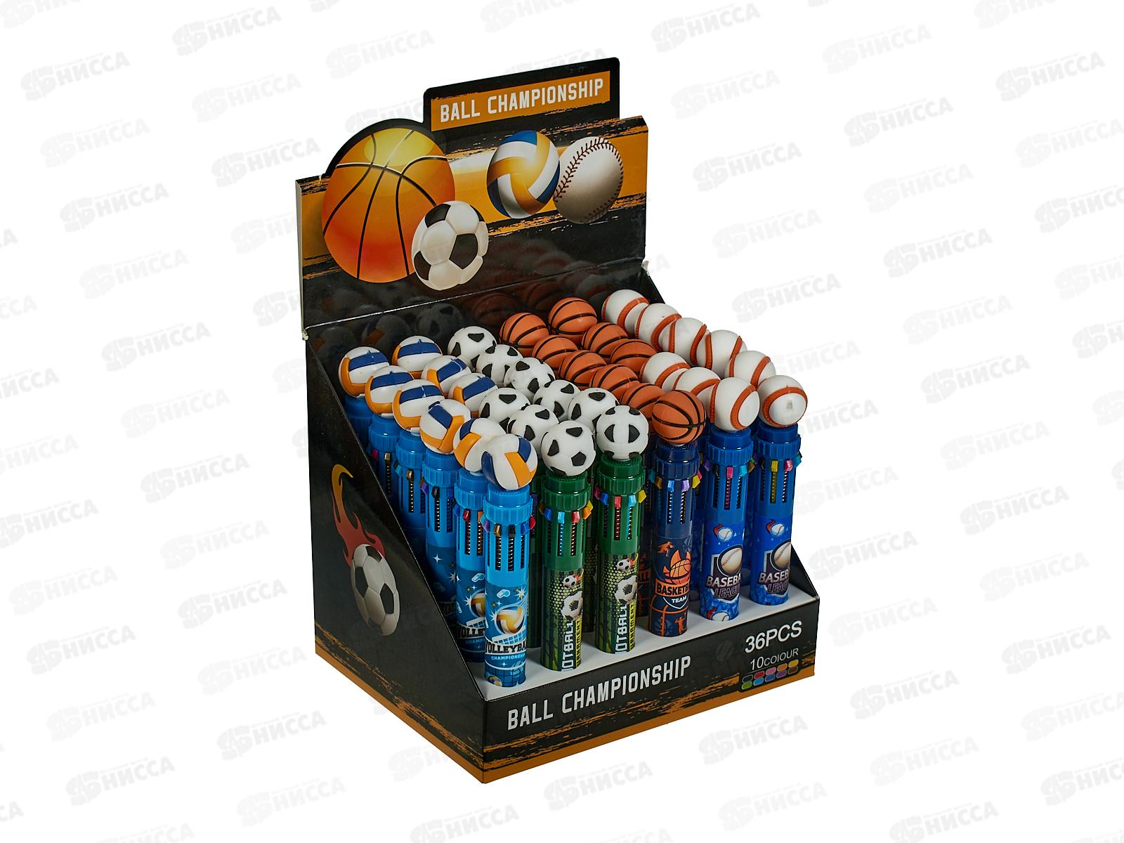 Ручка авт. BASIR 10-х цв. детская, Спорт. 0,5мм МС-7560 *36