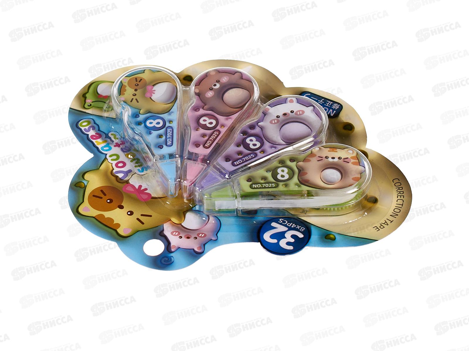 Корр.лента Basir набор 4шт. Забавные животные  8м роллер 7025/576 *24