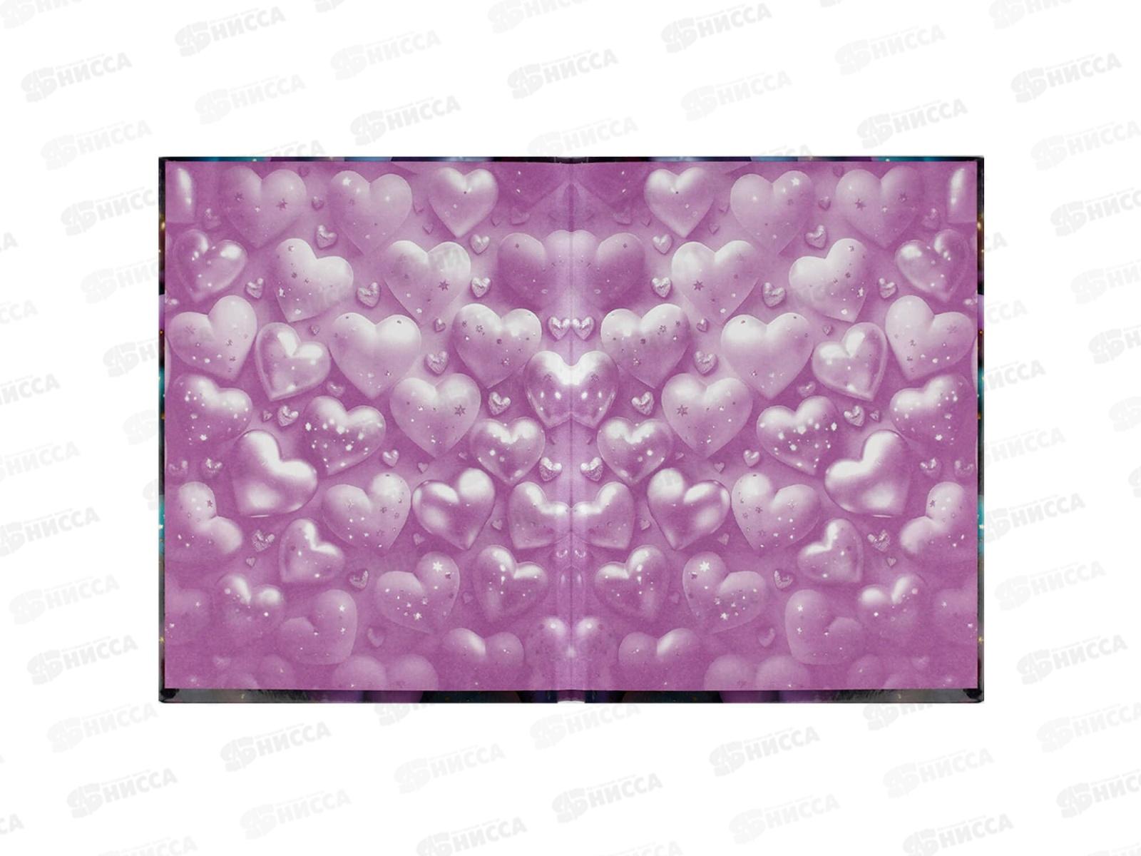 Кн.тел. ФЕН А6, Сверкающие сердечки 80л тв. обл.,68302/Р  *20