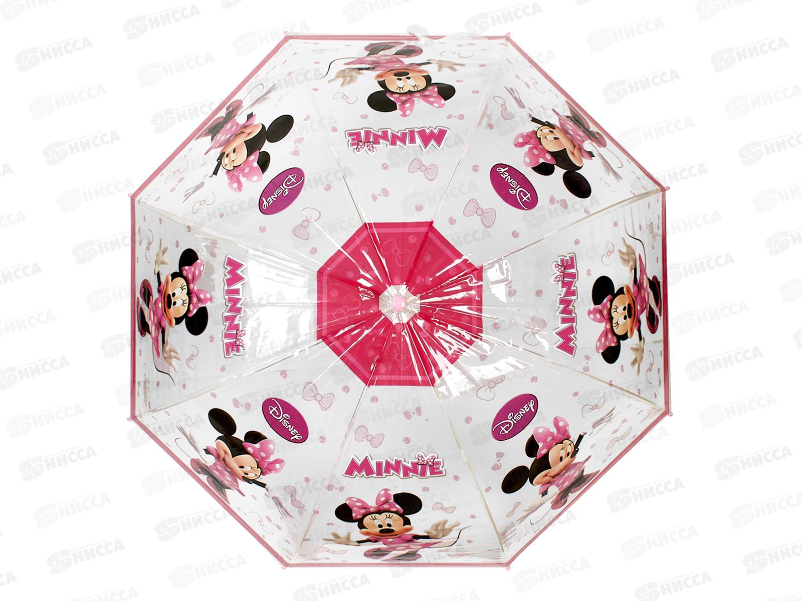 Зонт детский Минни Маус, r-60см, прозрачный, полуавтомат UM60T-NMOUSE