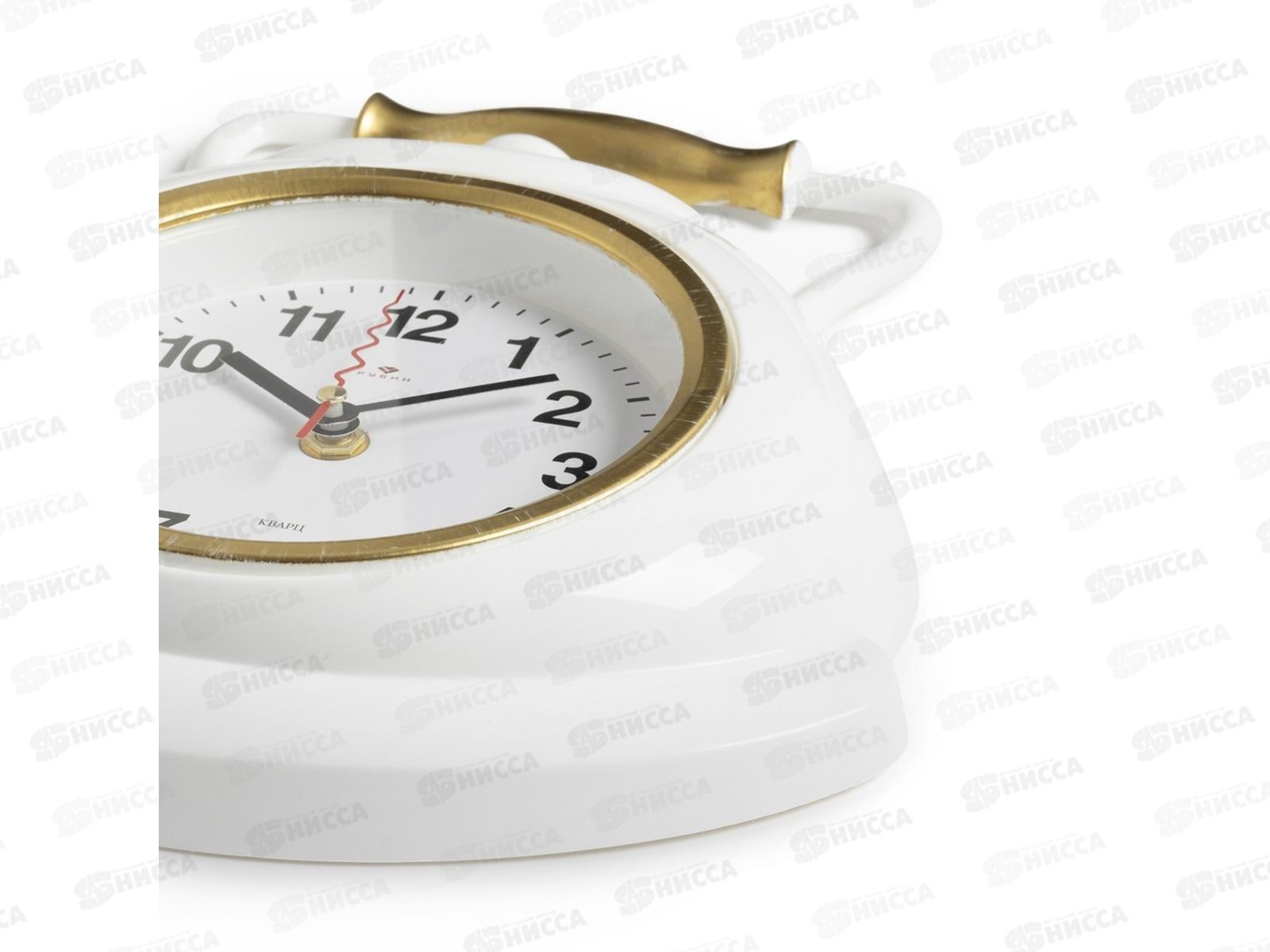 Часы &quot21 Век&quot 3129-002 чайник, корп белый с золотом &quotКлассика&quot Рубин