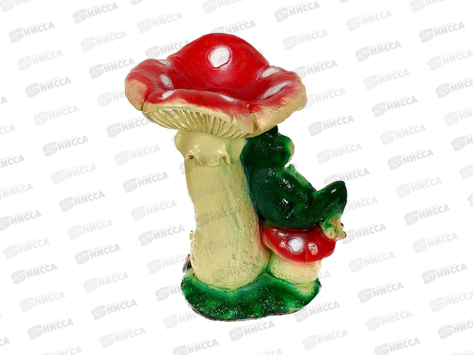 Фигура садовая из гипса &quotЛягушка на привале по мухомором&quot (410*350мм) арт.454