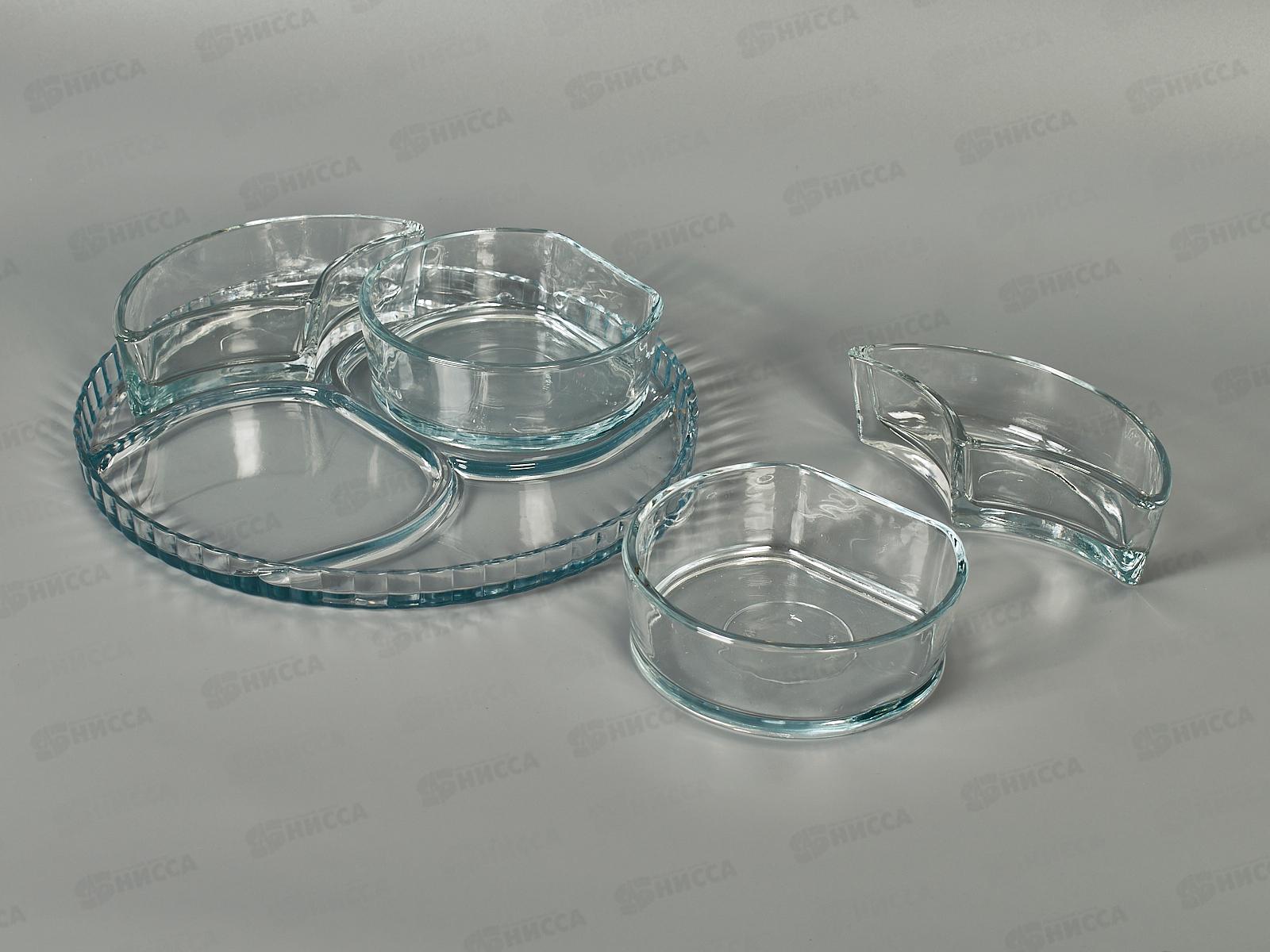 Менажница 4-х секционная Lavin 24см PD1147GCL с блюдом в подар упаков