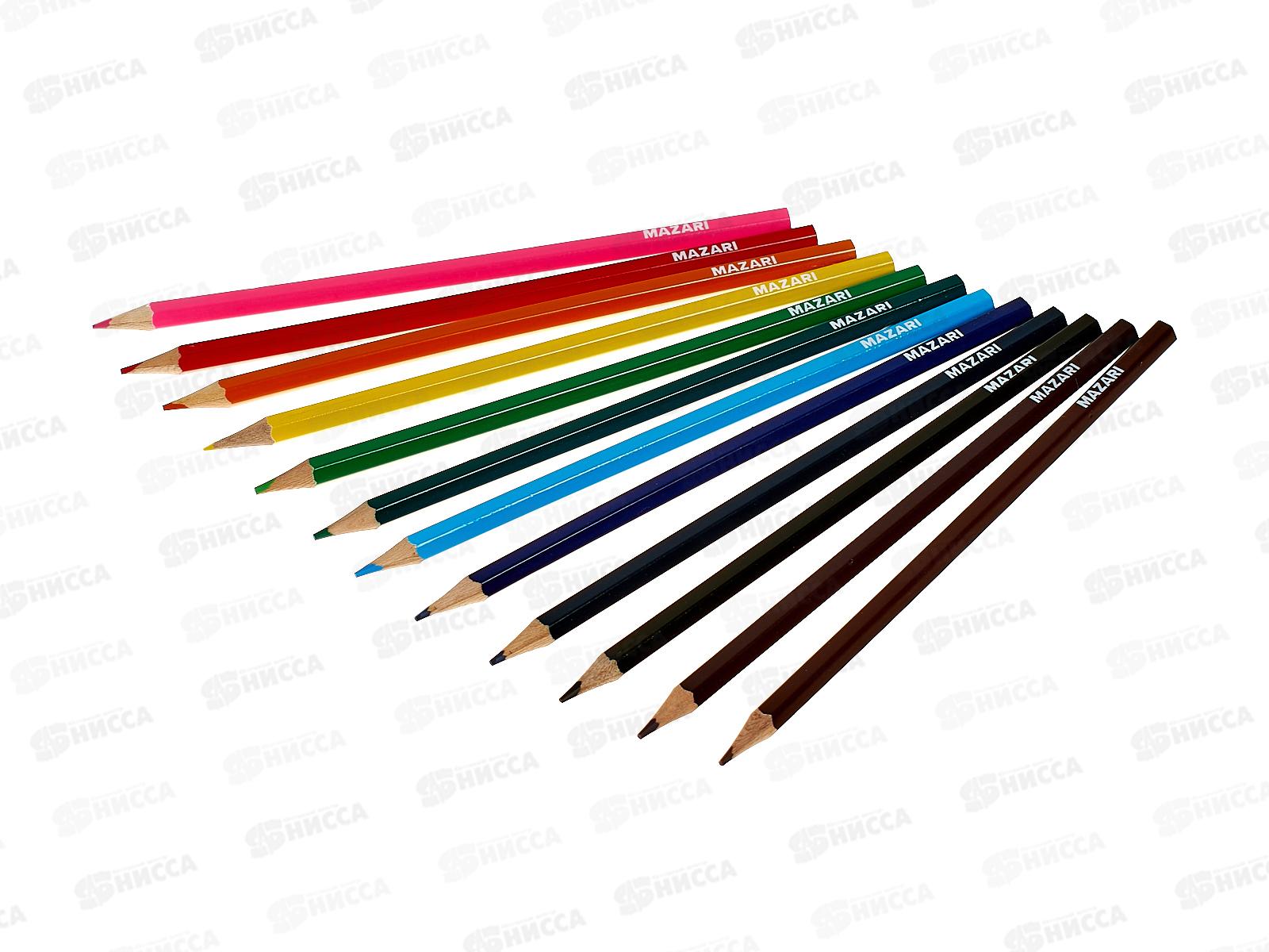 Карандаши 12цв MAZARI Котик дер., гриф.2.65мм, к/у, M-7085-12 *12/240