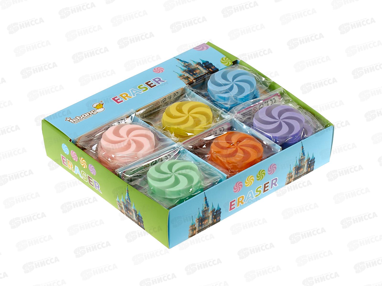 Ластик MAZARI ассорти 6цв. 4*0,6см круглый *30