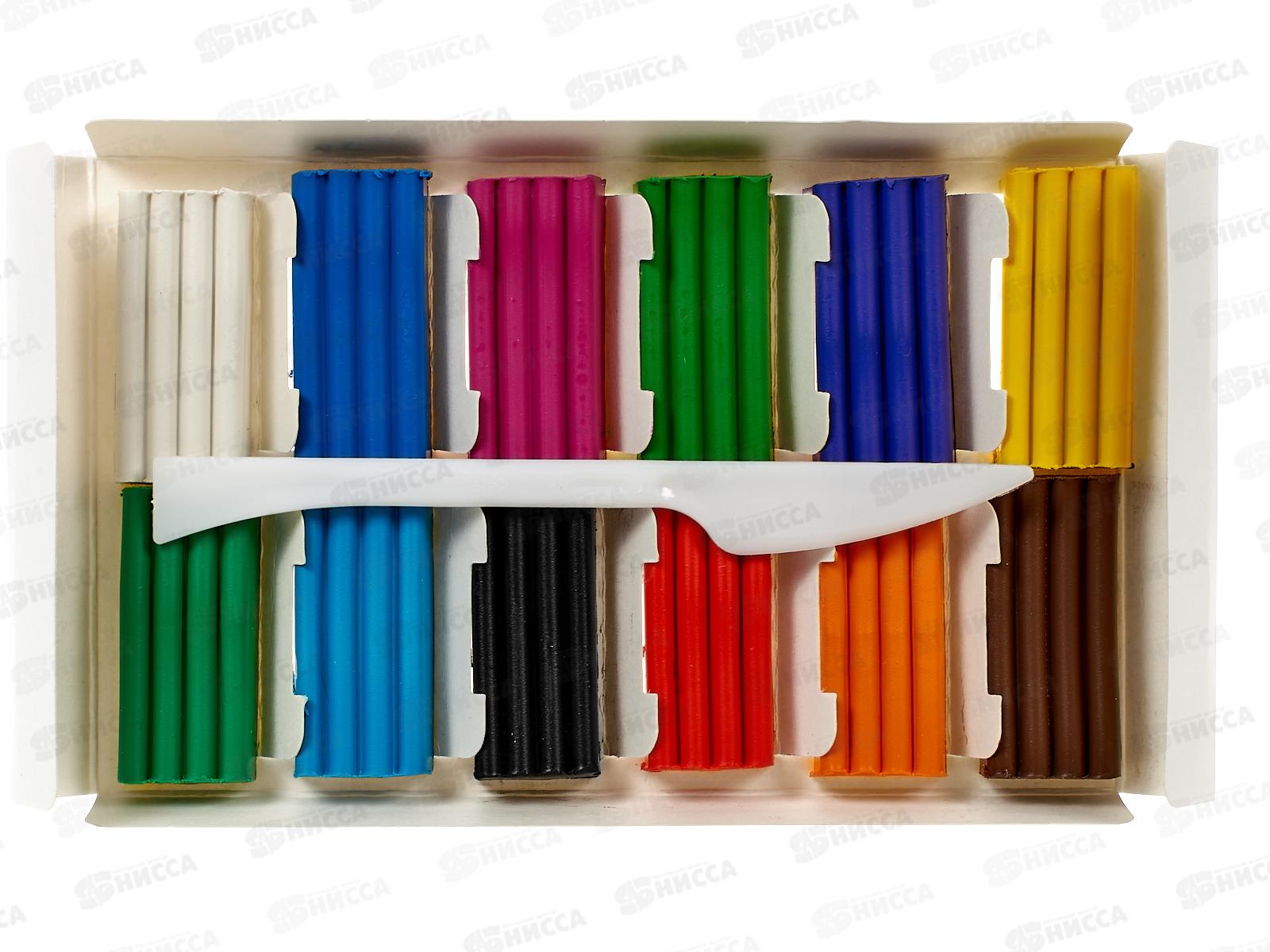 Пластилин 12цв 180г ПП стек. к/к, ПЛ-8596 *32