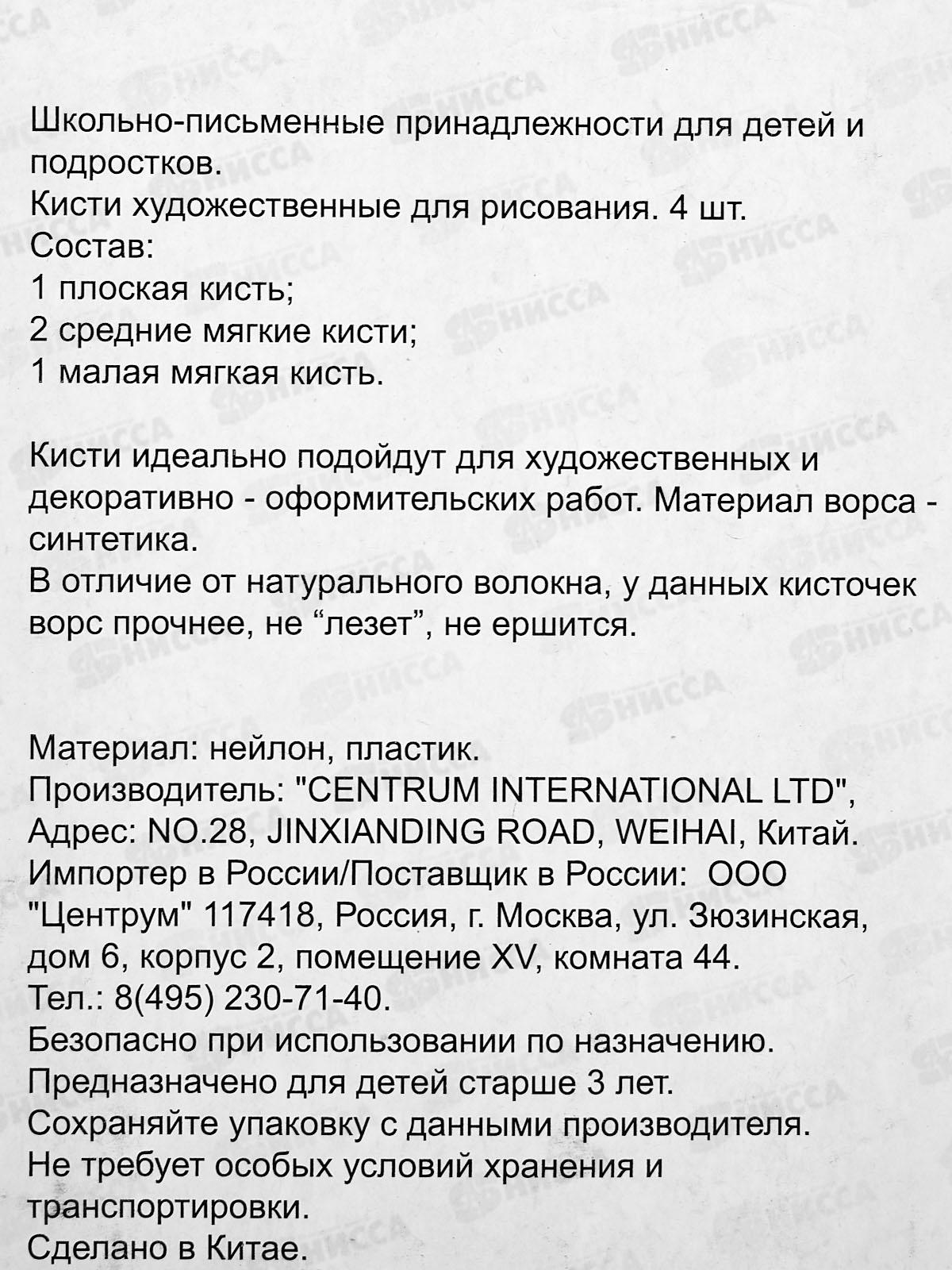 Кисти набор CENTRUM 73063 4шт, блист. *24/144