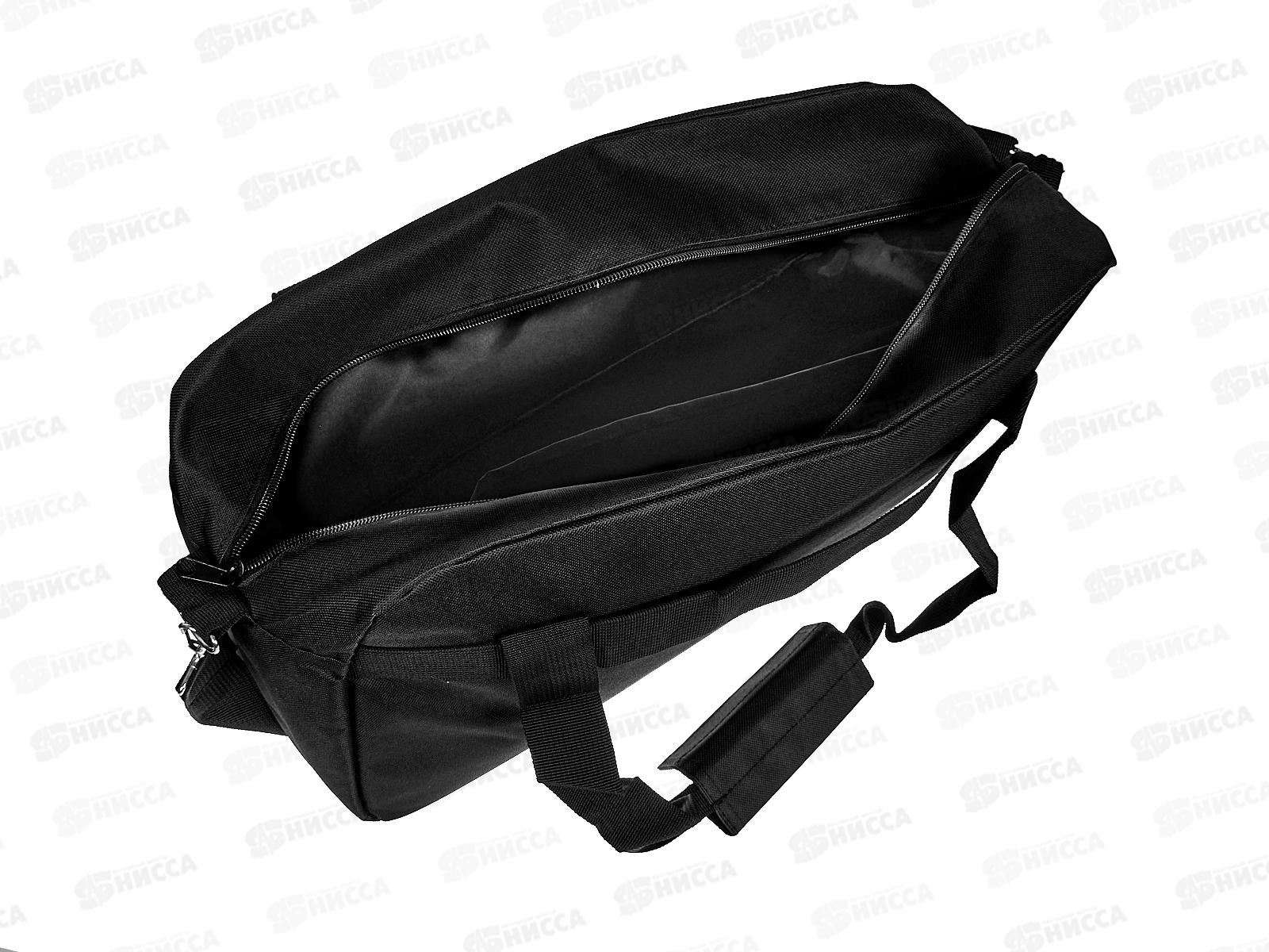 Сумка тканевая спортивная, с ремнем, черная 45*25*17см, СМ-2024