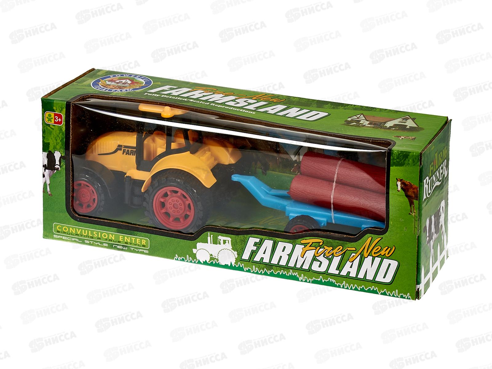 Трактор с прицепом и бревнами инерц. в ассорт., 1000624