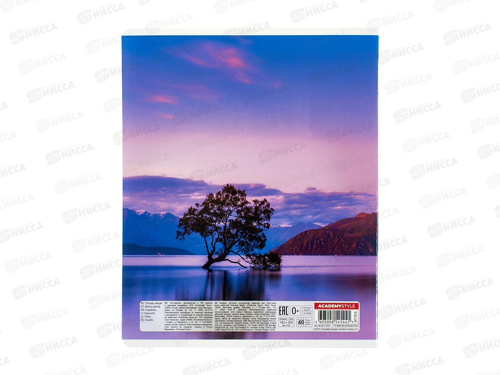 Тетрадь 40л кл. АКАД Пейзаж: горы, УФ, ЕАС-9175/5 *20/120