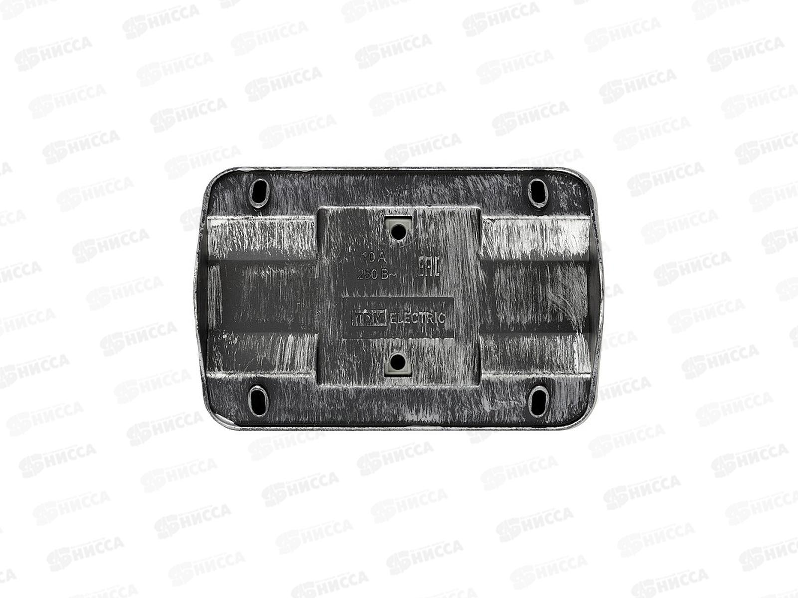 Розетка TDM двойная угловая открытой установки с з/ш, IP20 10А серебро &quotЛадога&quot, 0389