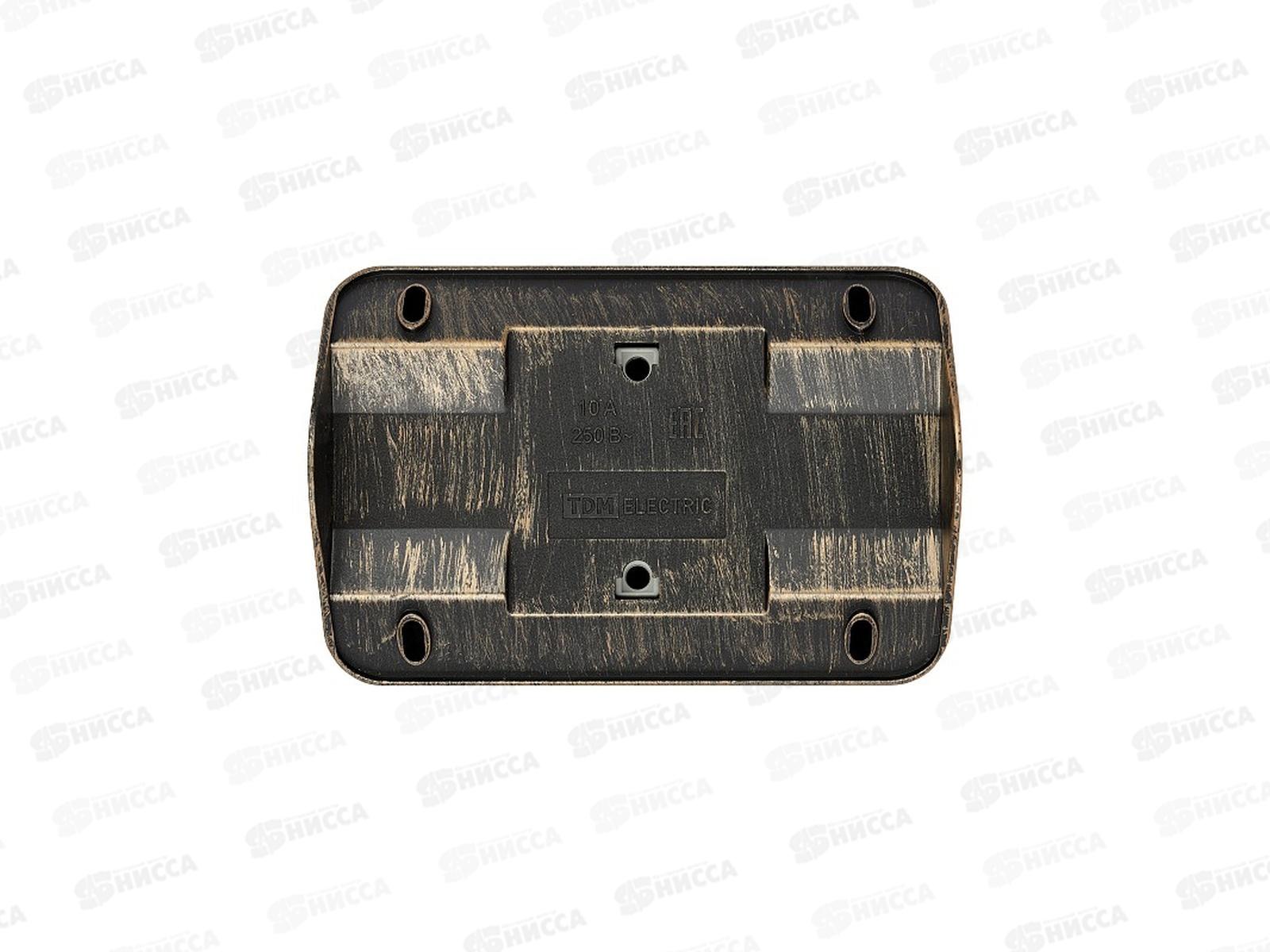 Розетка TDM двойная угловая открытой установки с з/ш, IP20 10А бронза &quotЛадога&quot, 0289