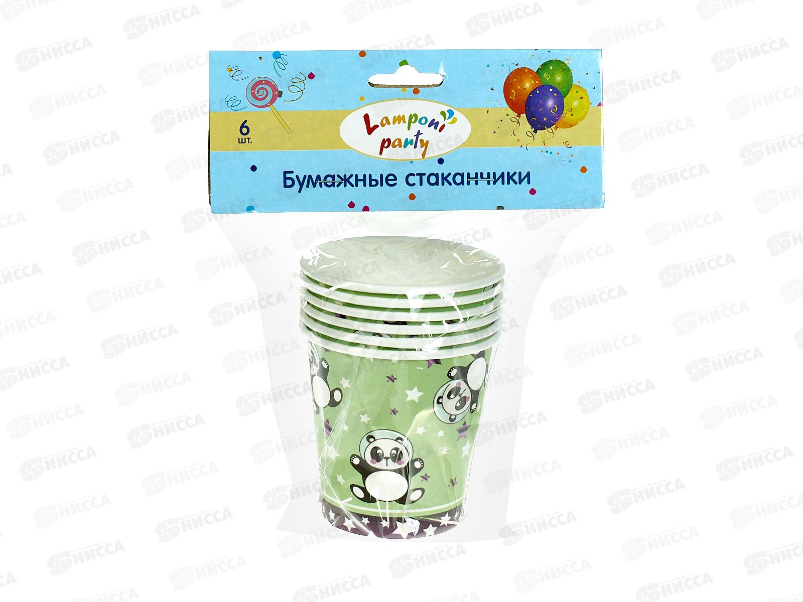 Стакан бум 6шт Акад. Панда,асс.,  200мл.  MNZP-UA11-CP200-H6