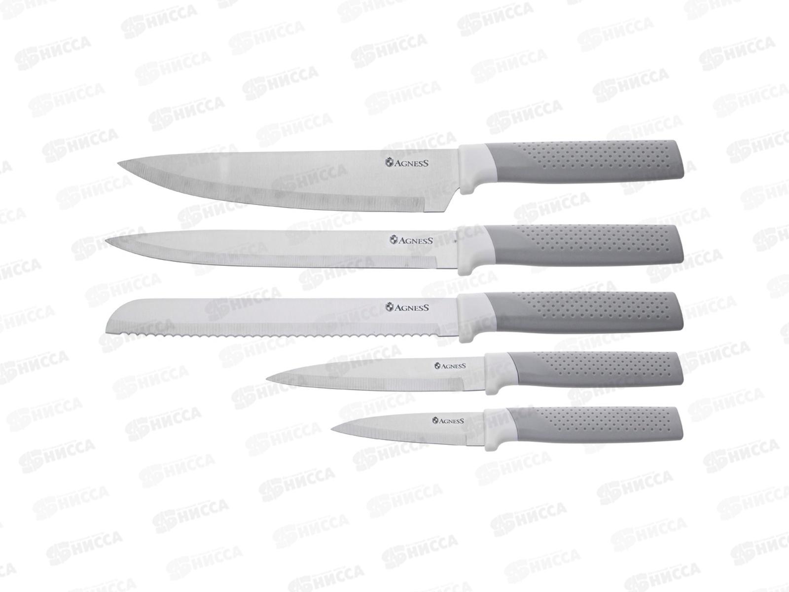 Набор Agness из 9пр 5нож полов,лопатка,шумовка,подставка серый 671-211