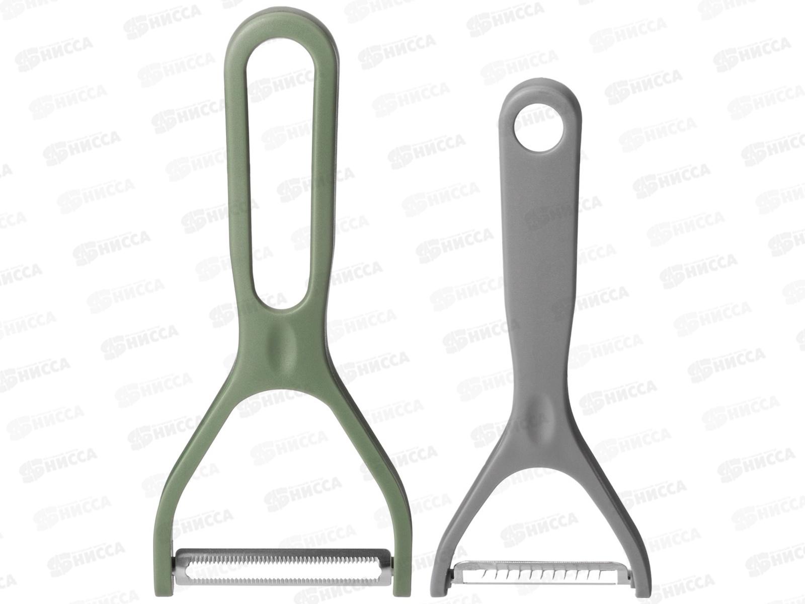 Овощечистка цвет зеленый 2в1 671-504 *24