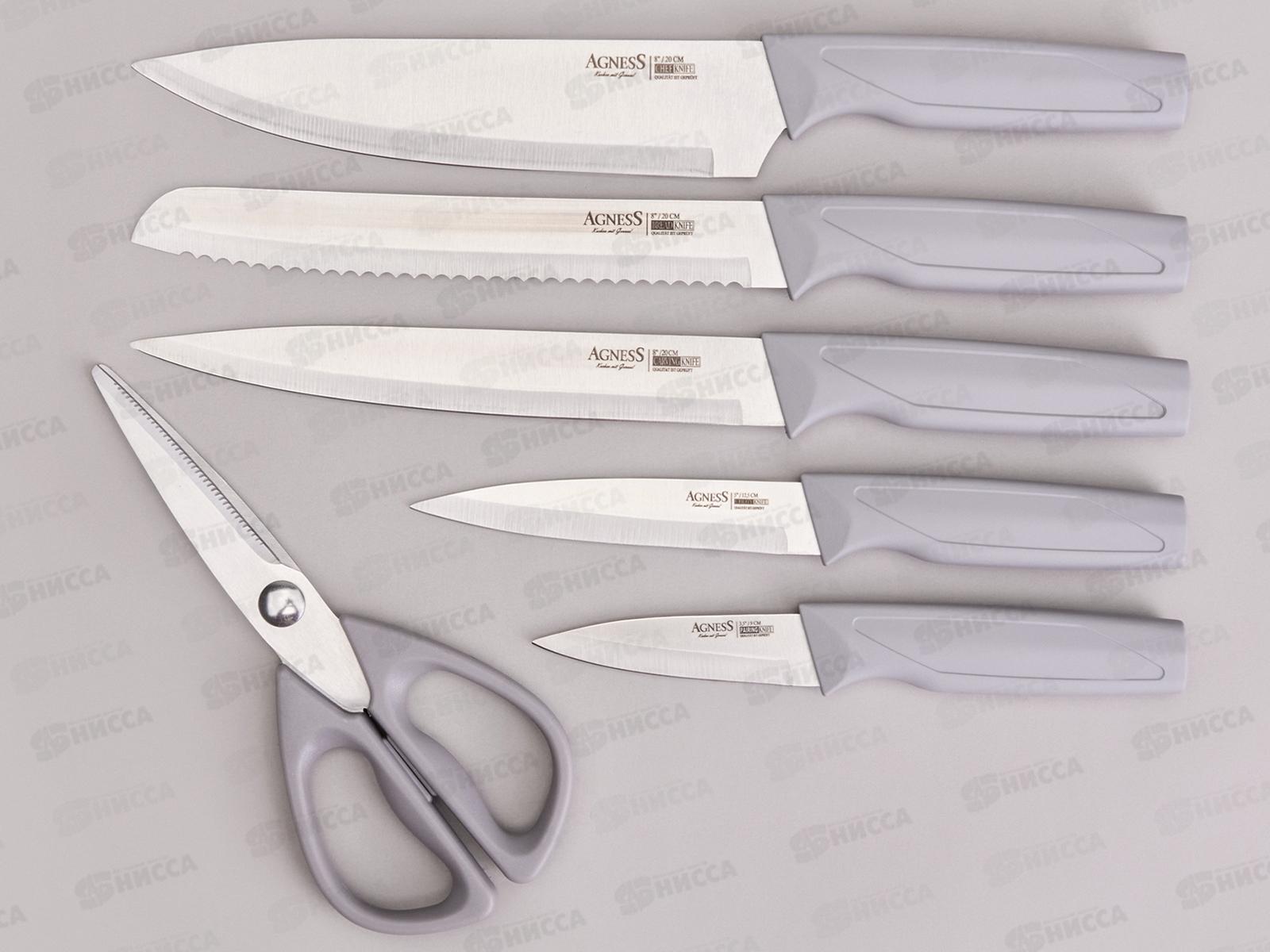 Набор ножей 7 предметов Agness на пластик подставке 911-783