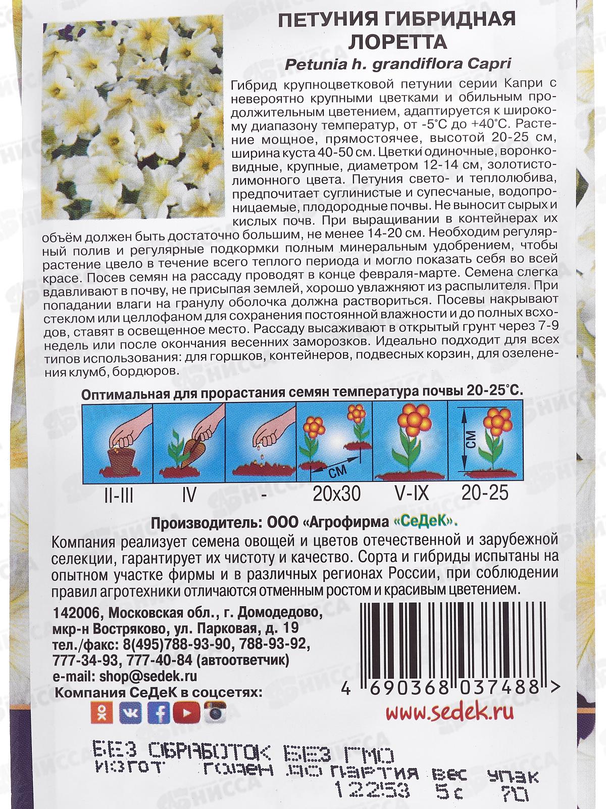 Петуния Лоретта F1 (крупноцветковая, золотисто-лимонная) (Евро,5) СеДек *10 +