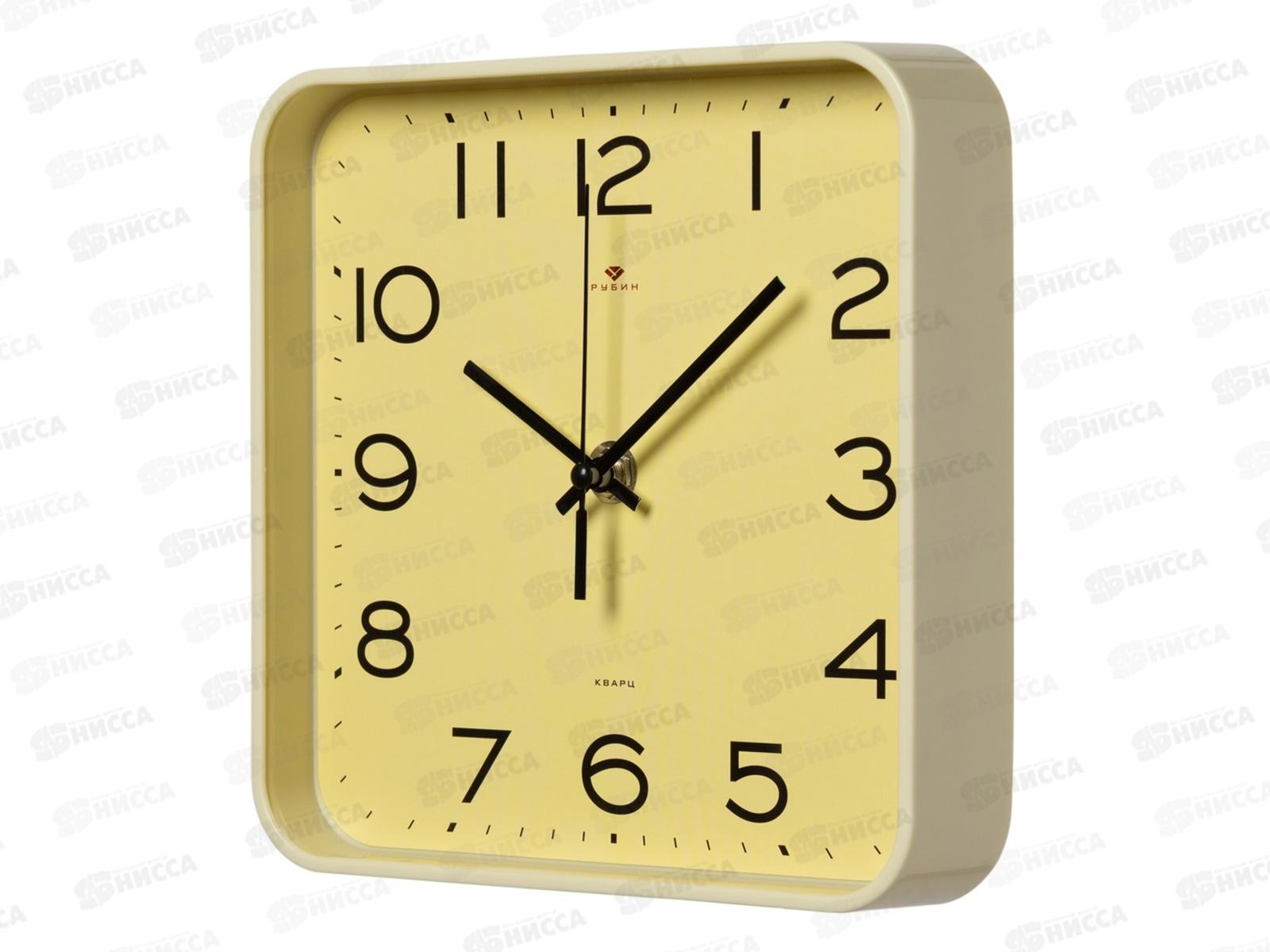Часы &quot21 Век&quot 1918-008  квадрат Рубин d-19*19см желтый. Классика
