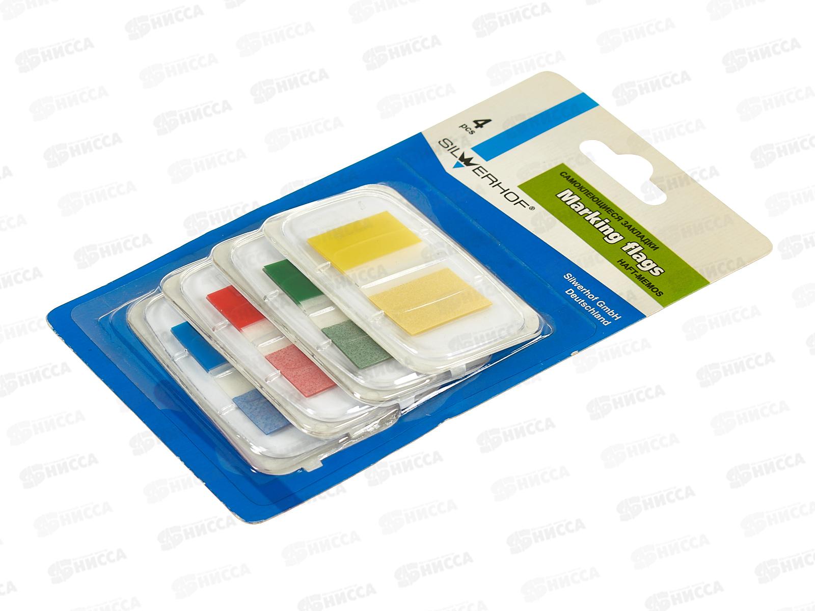 Закладки самокл. Silwerhof  43*25мм, 4цв. 10л,  801008 *24