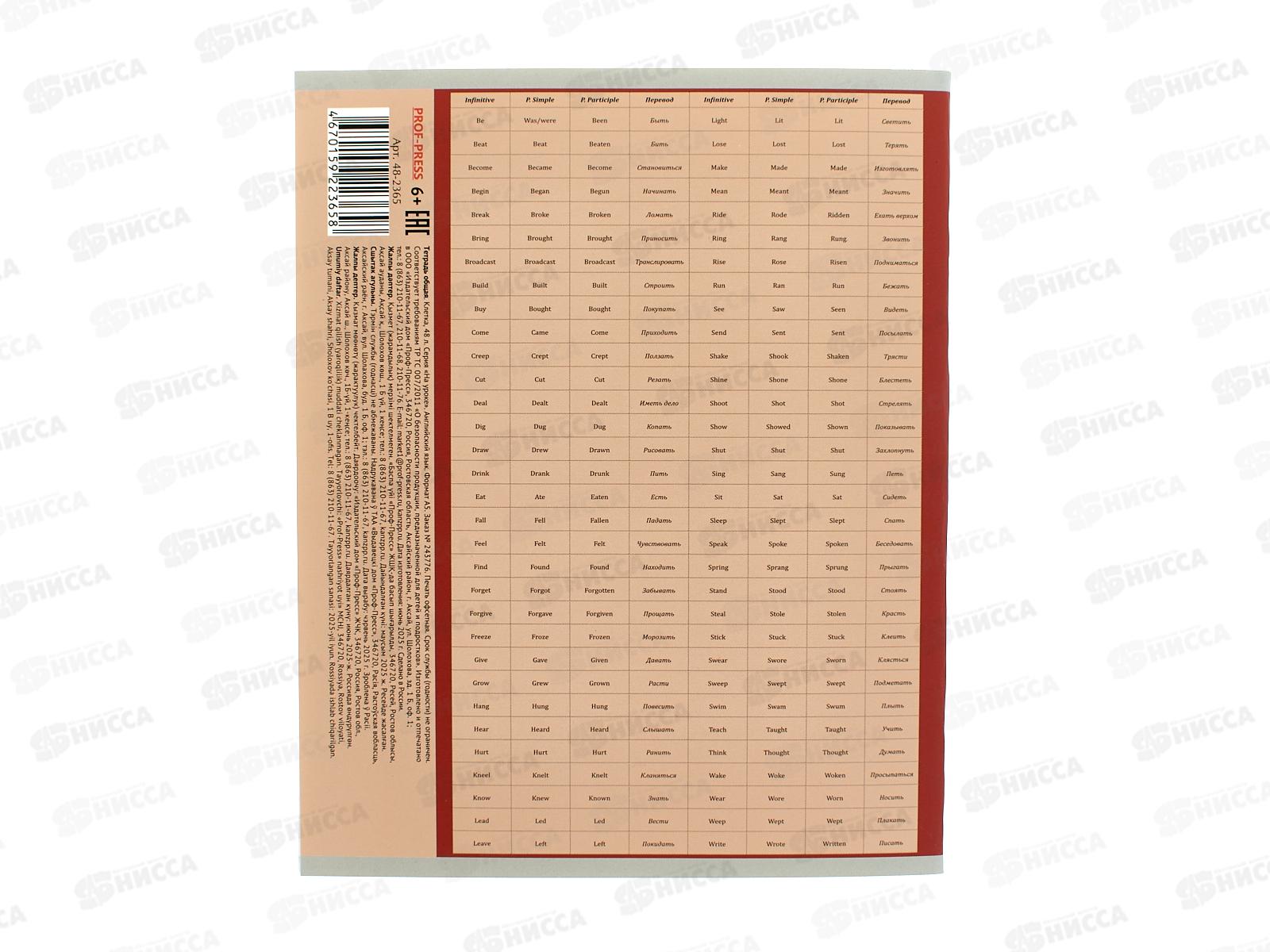 Тетрадь 48л клетка ПП &quotНа уроке&quot Английский язык,  48-2365 софт-тач  *80