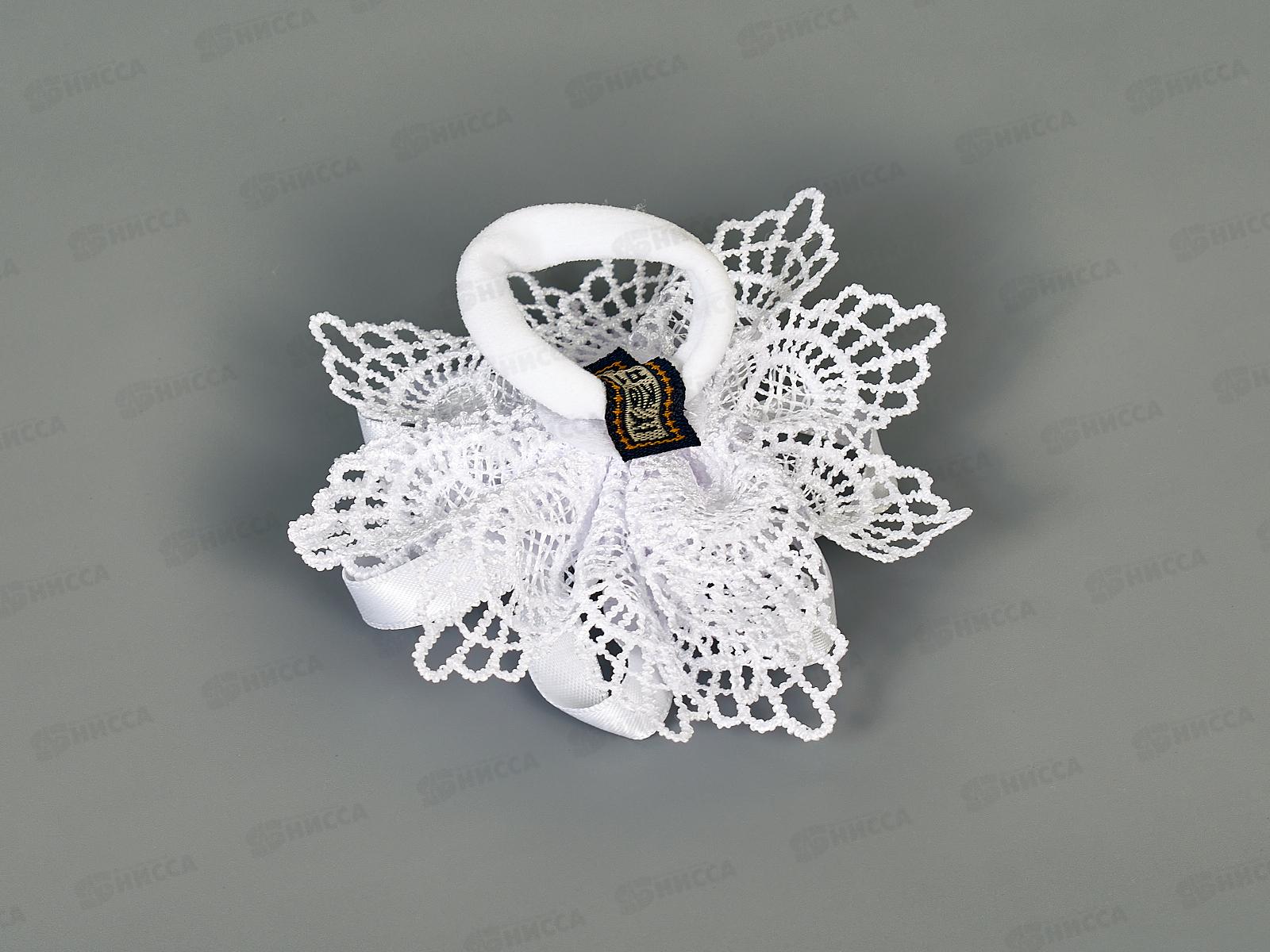 Бант гипюр, шелк круглый стразы камень 9см №9316