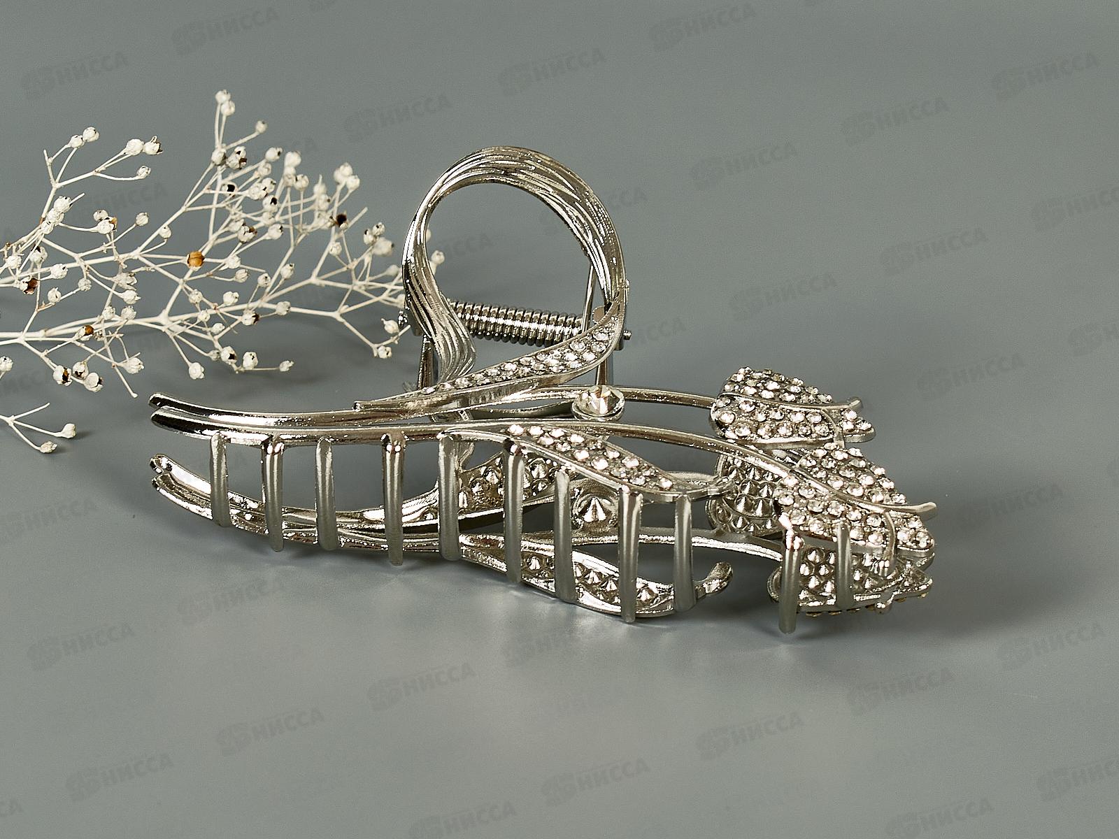 Краб металл. &quotЦветок&quot 11см п/сер со стразами №8677