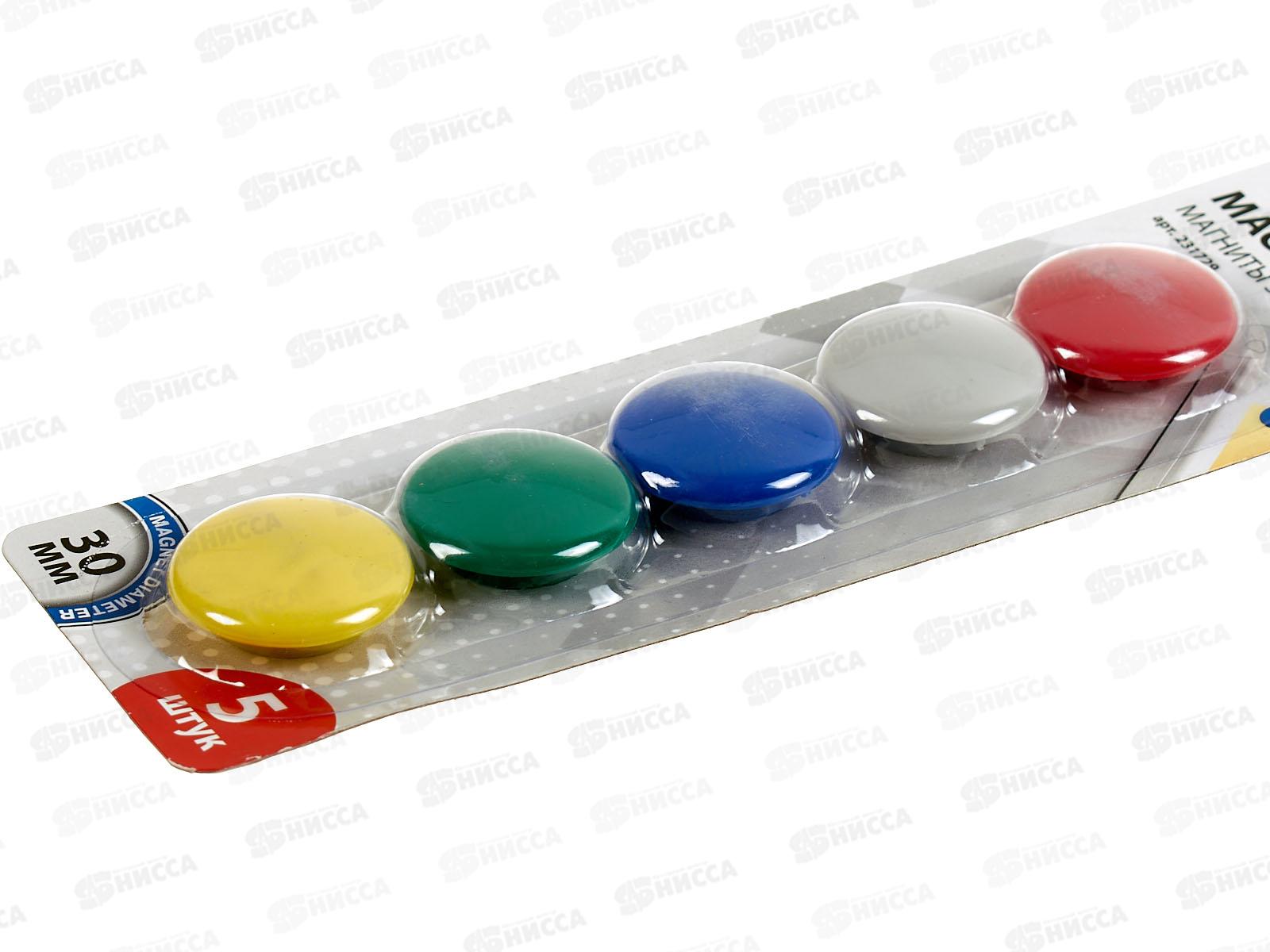 Магниты BRAUBERG 30мм  5шт, асс, 231729 *24