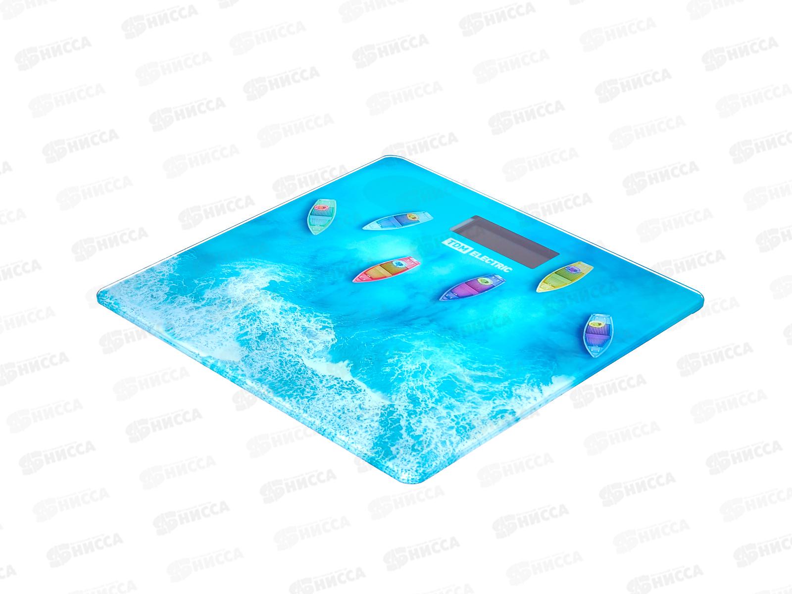 Весы напольные TDM &quotМоре&quot, стекло, деление 0,01кг, макс. 180кг, 0008