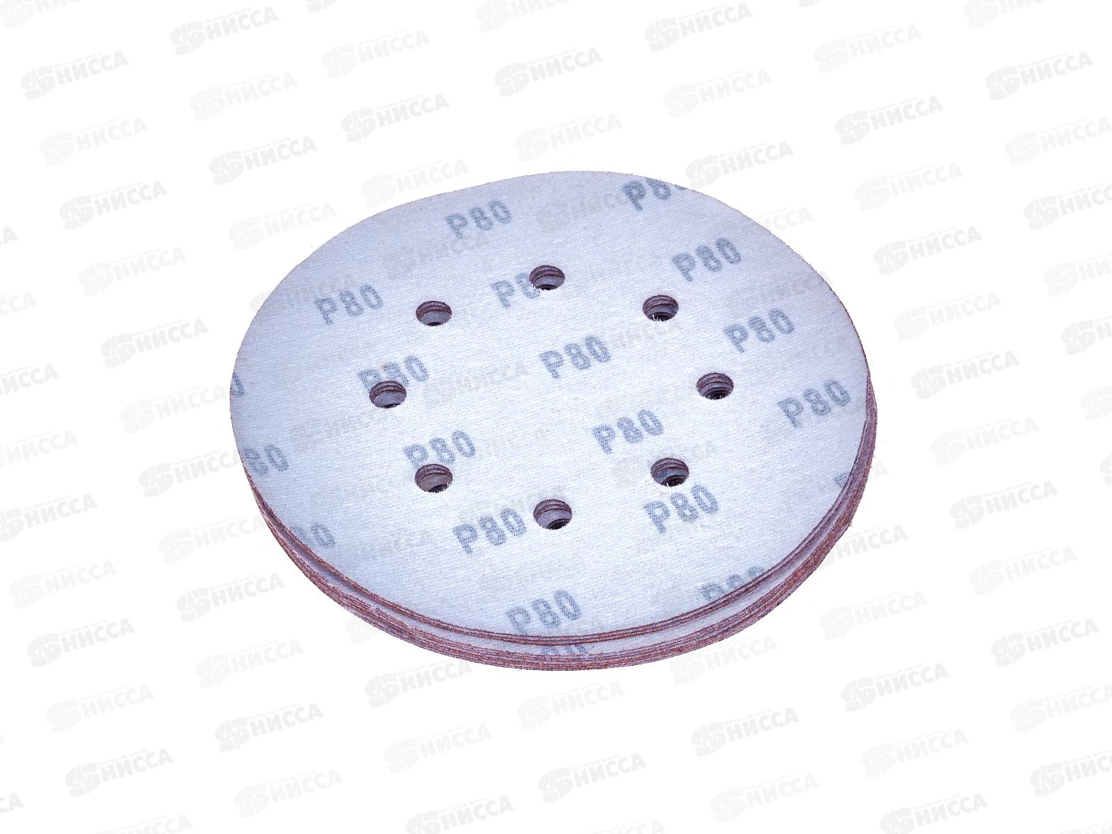 Круги абразивные перфорированные &quotвелкро&quot 10шт 180мм,Р80 110-18080,8отверстий *400
