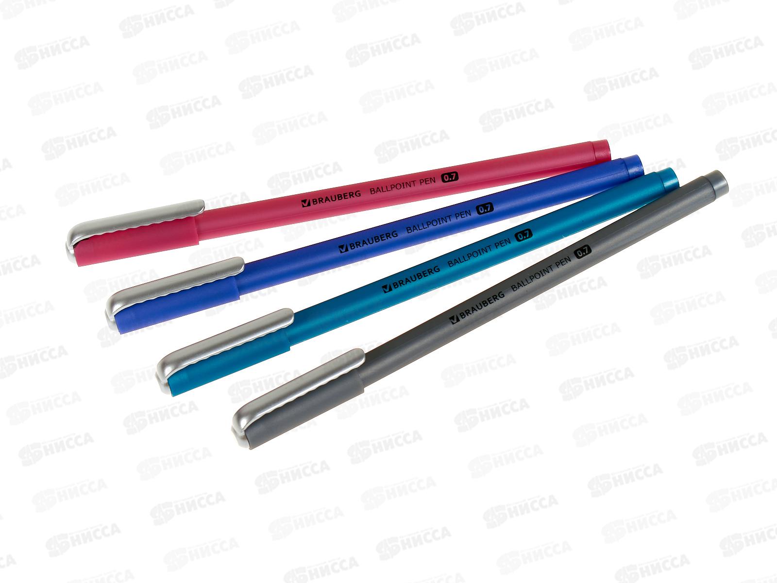 Ручка шар. BRAUBERG-143699 ST Stick Metallic  0.7мм синяя *36