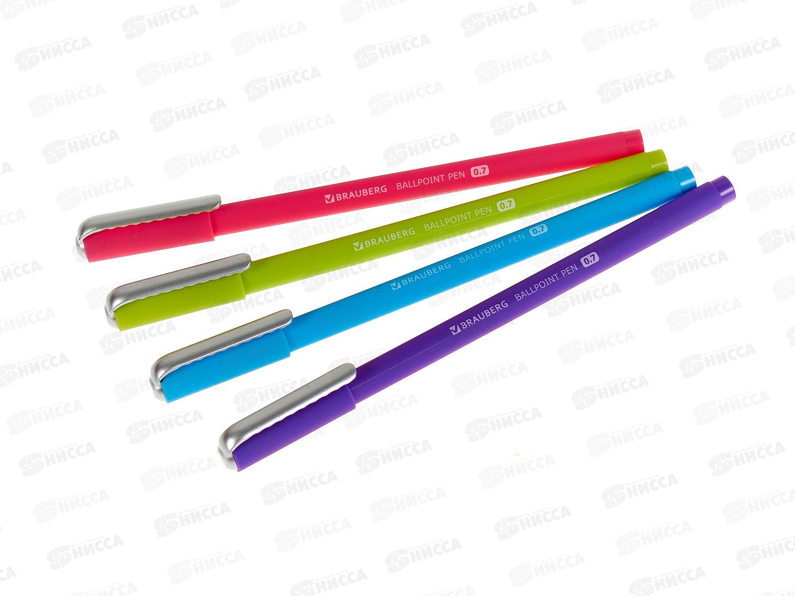 Ручка шар. BRAUBERG-143697 ST Stick Neon 0.7мм синяя *36