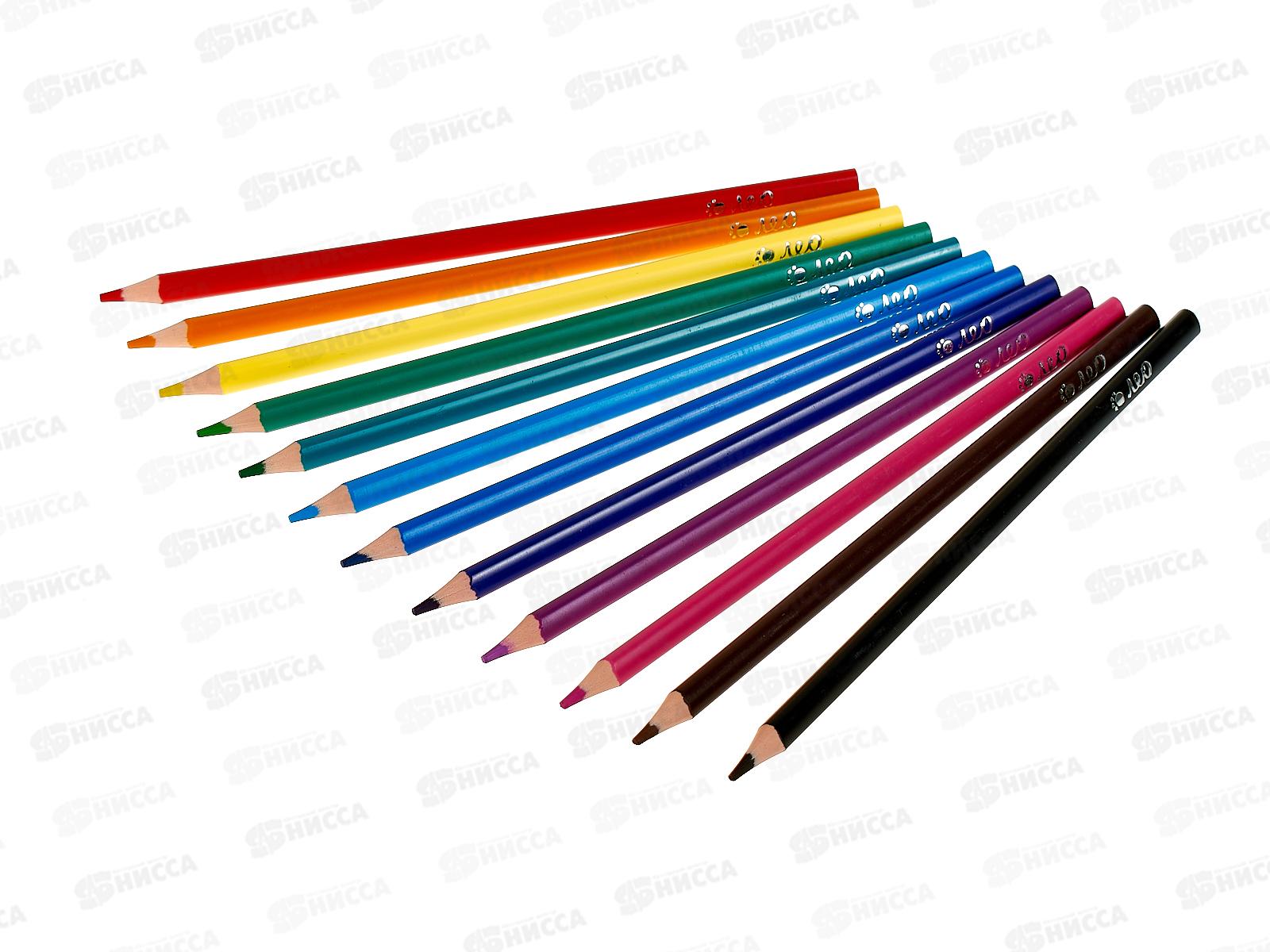 Карандаши 12цв ЛЕО &quotИграй&quot пластиковые, трехгранные, LPPCP-12  *12