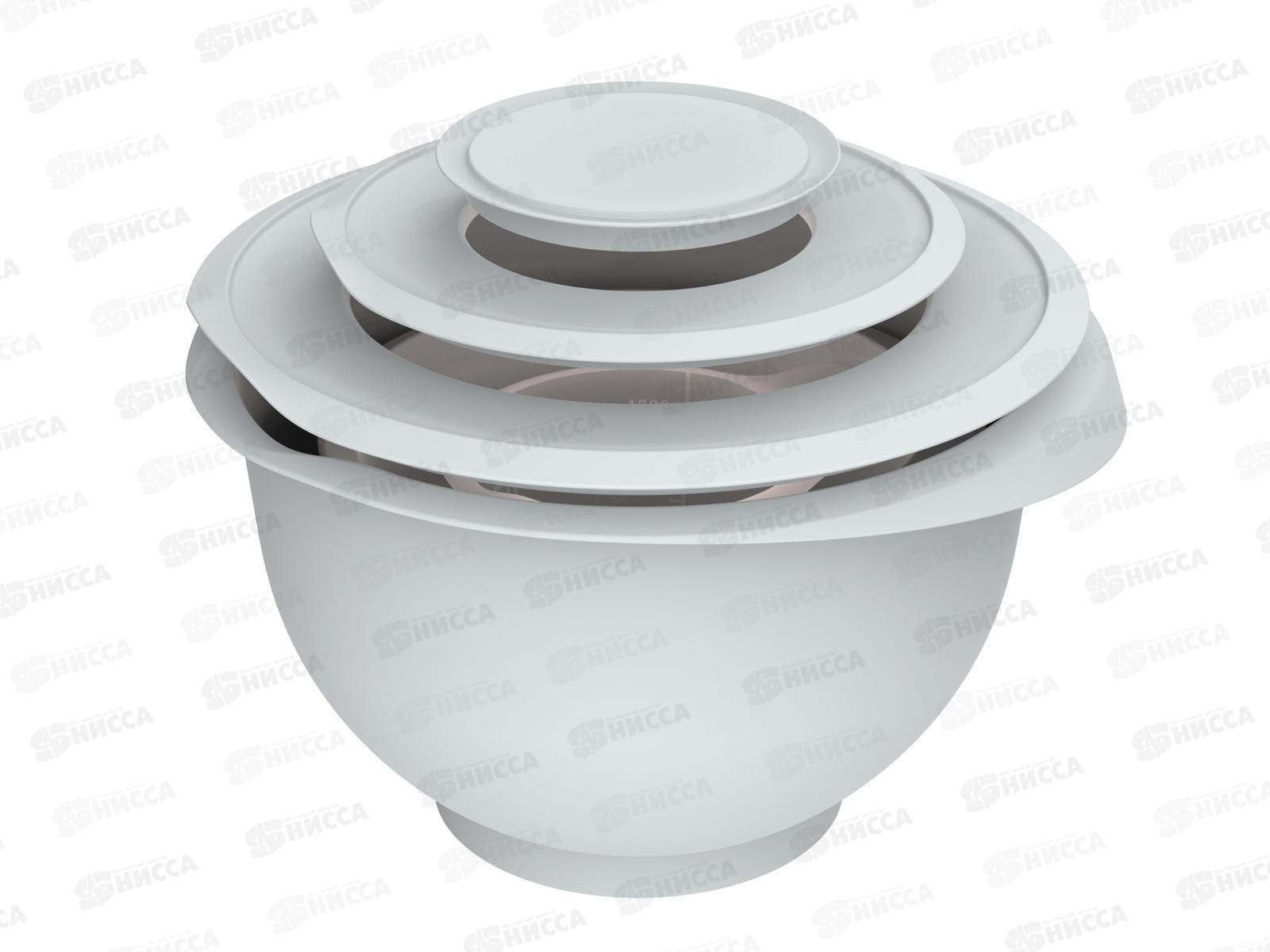 Набор мисок для взбивания с крышкой &quotКулинар&quot №1 (3шт, серый) АП 1060