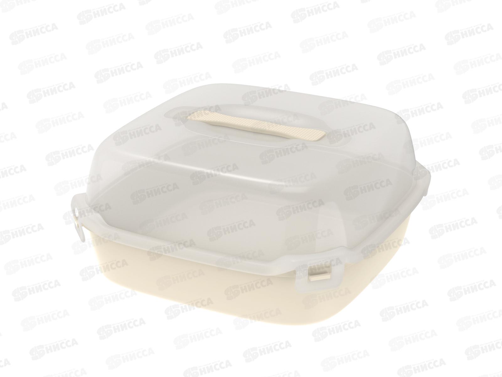 Контейнер для выпечки с ручкой (тортовница) слоновая кость, АП 773  *26(300х300х140мм)