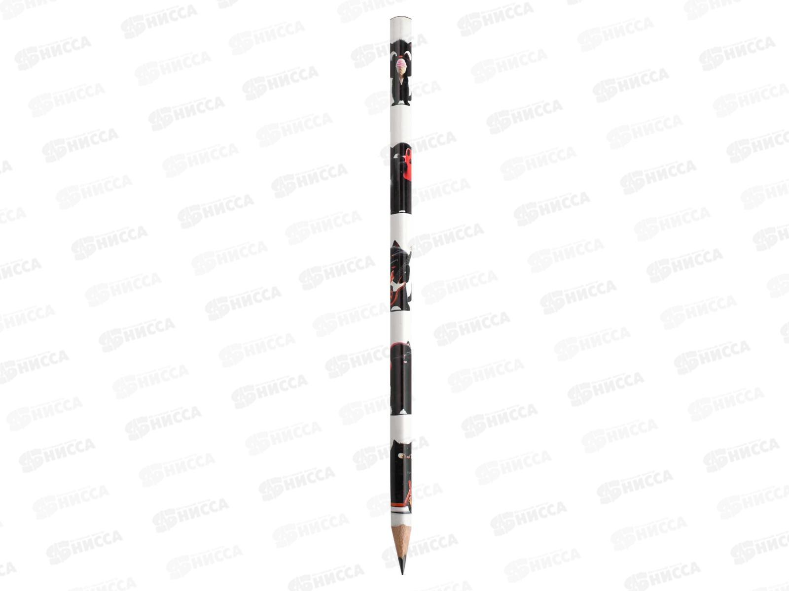 Карандаш ч/г ФЕН Черный кот  НВ трехгр. светл. дерево, 70173 *36