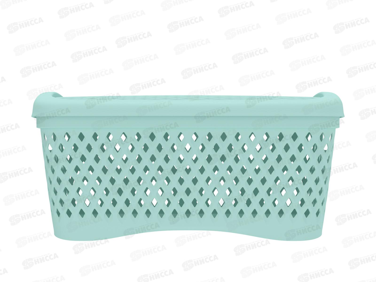 Корзинка с крышкой &quotРомбики&quot М мята, АП 457  (295х220х140мм)