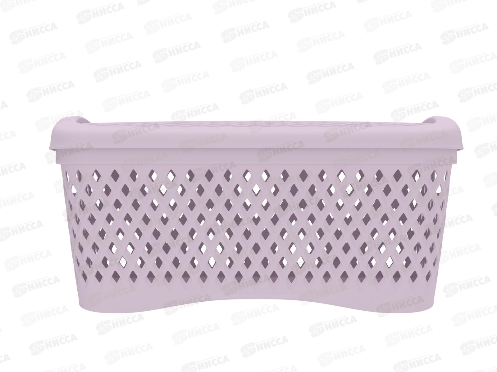 Корзинка с крышкой &quotРомбики&quot М пепел розы, АП 458  (295х220х140мм)