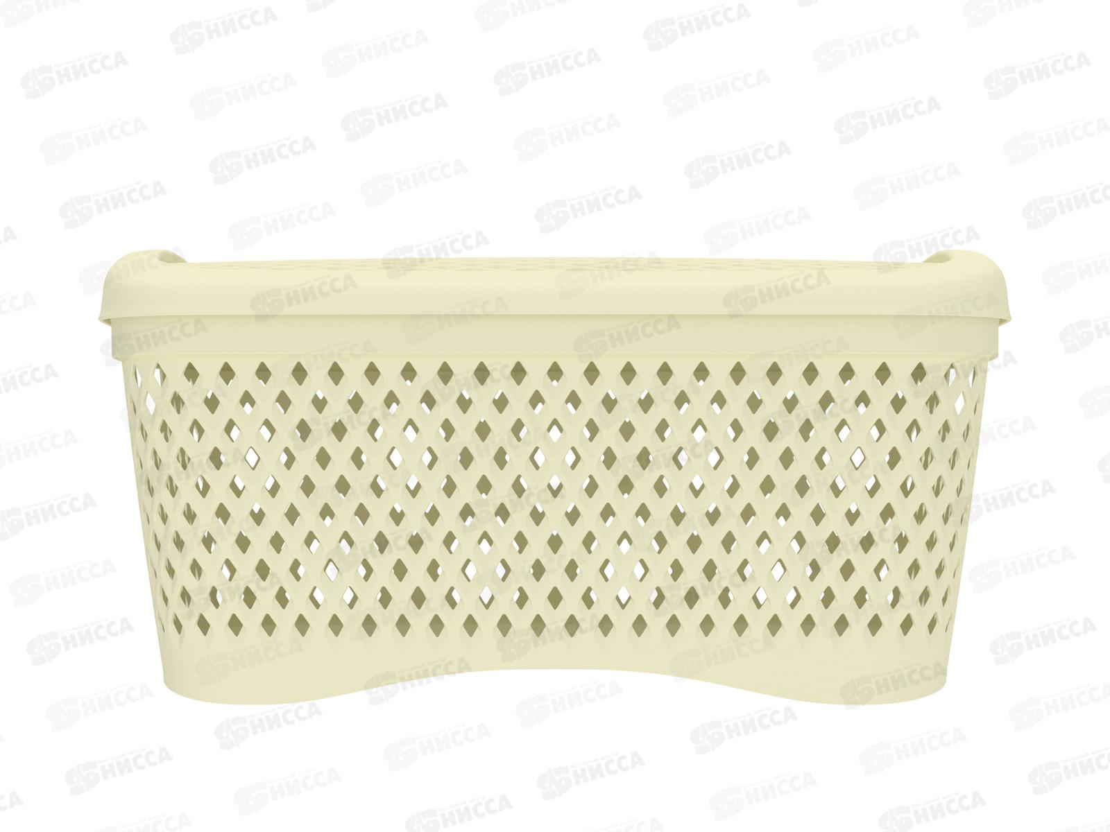 Корзинка с крышкой &quotРомбики&quot L ваниль, АП 443  (340х250х170мм)