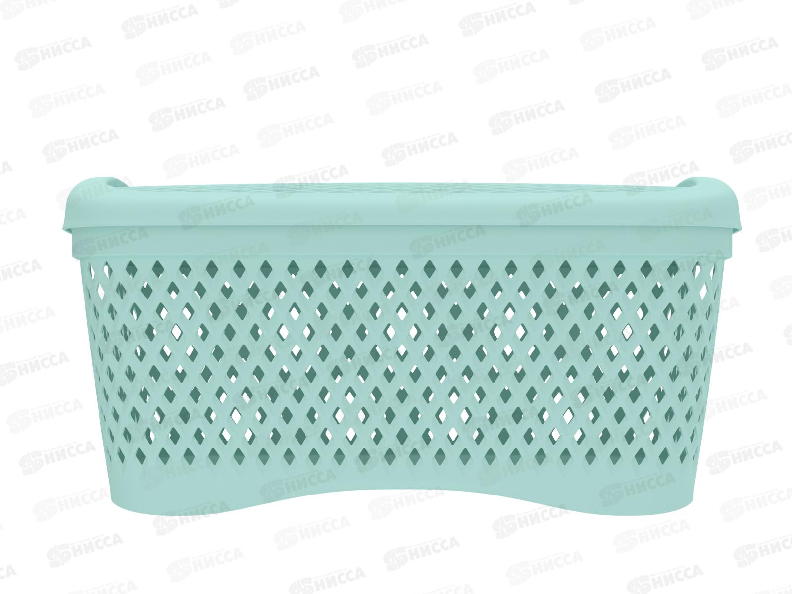 Корзинка с крышкой &quotРомбики&quot L мята, АП 459  (340х250х170мм)
