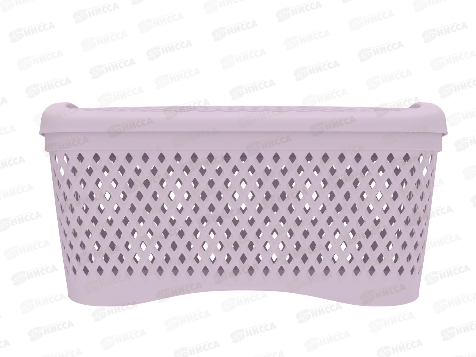 Корзинка с крышкой &quotРомбики&quot L пепел розы, АП 460  (340х250х170мм)