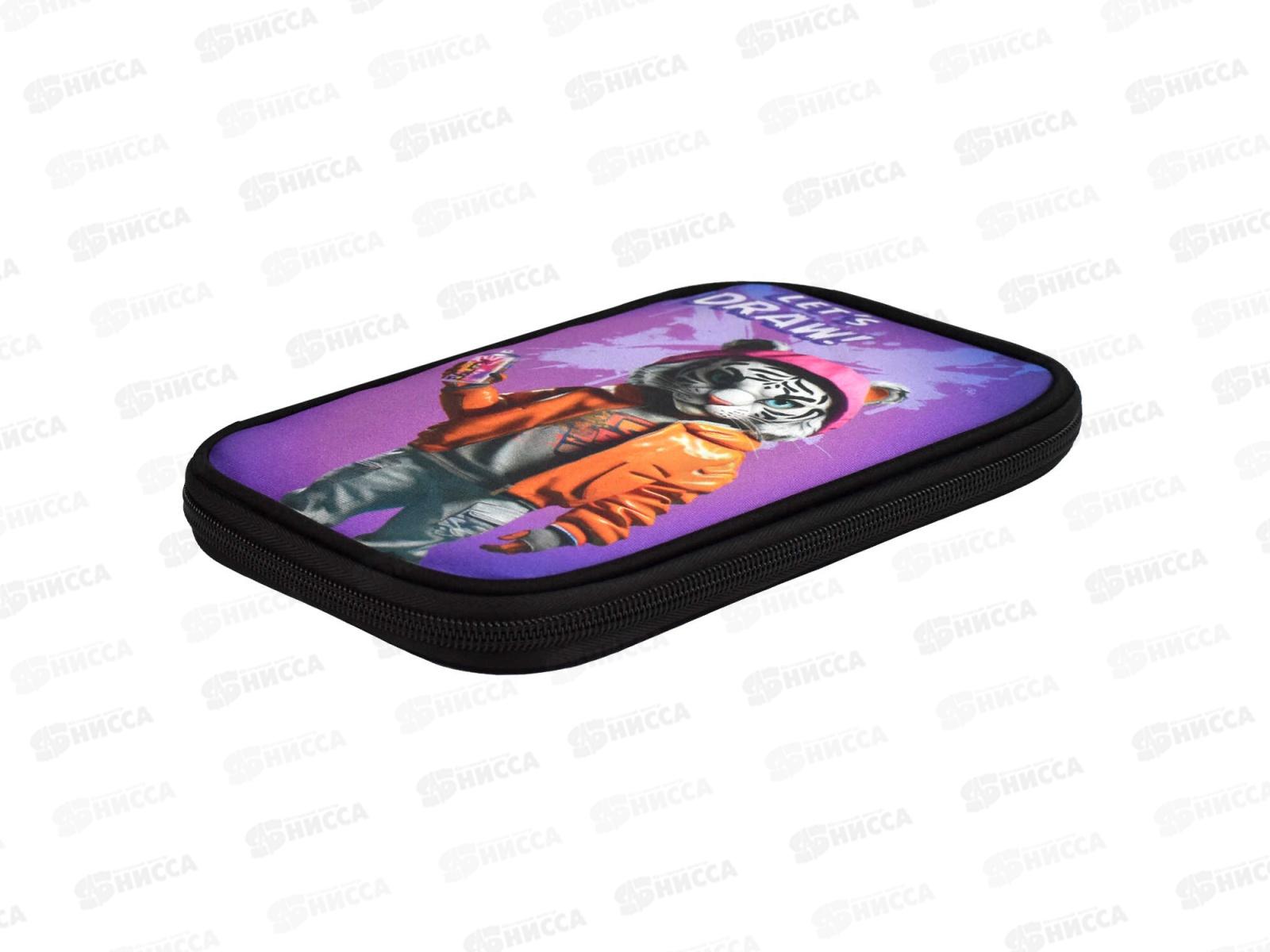 Пенал ФЕН Белый тигр 13,3*21*2,5 молния  65504 *24