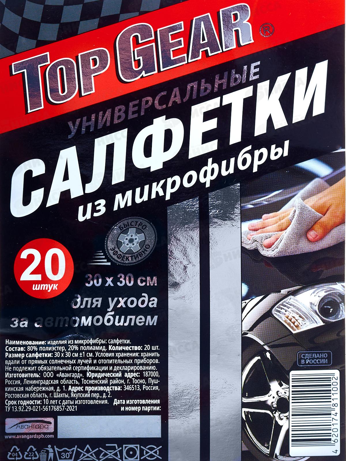 Top Gear салфетка микрофибра 30*30 80*20 №20 рулон 81100 *9