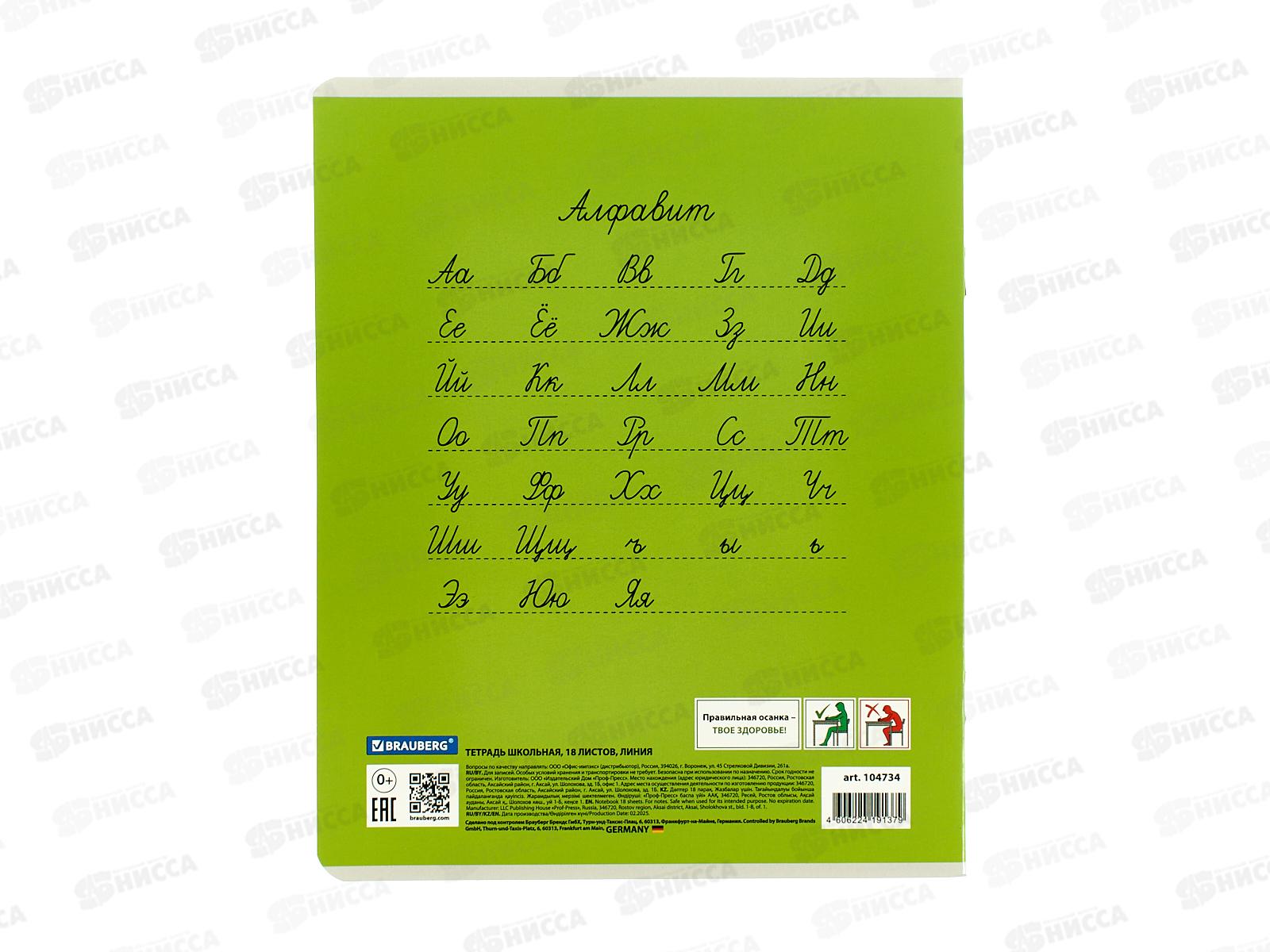 Тетрадь 18л лин BRAU Классика  зеленая., 104734 *20/200