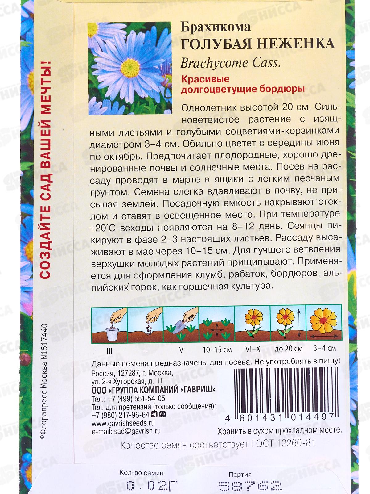 Брахикома Голубая неженка 0,02г  *10  ГШ +