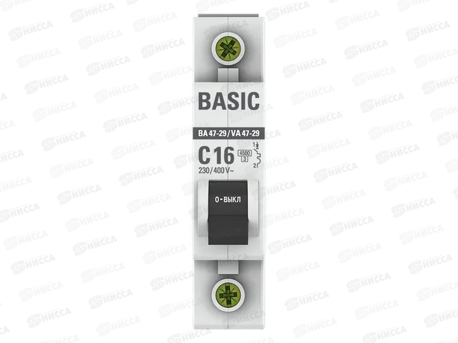 Автоматический выключатель ВА47-29 1P 16А 4,5кА C EKF Basic *12/120