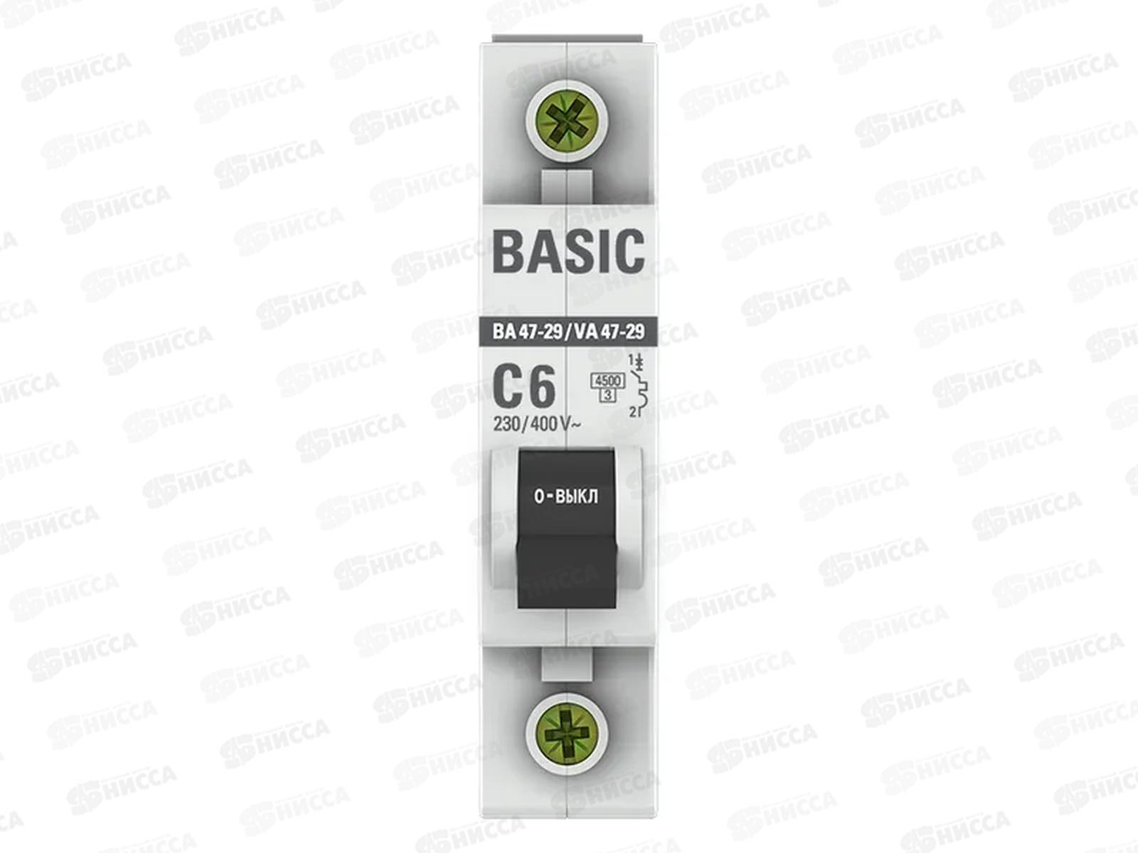 Автоматический выключатель ВА47-29 1P  6А 4,5кА C EKF Basic *12/120