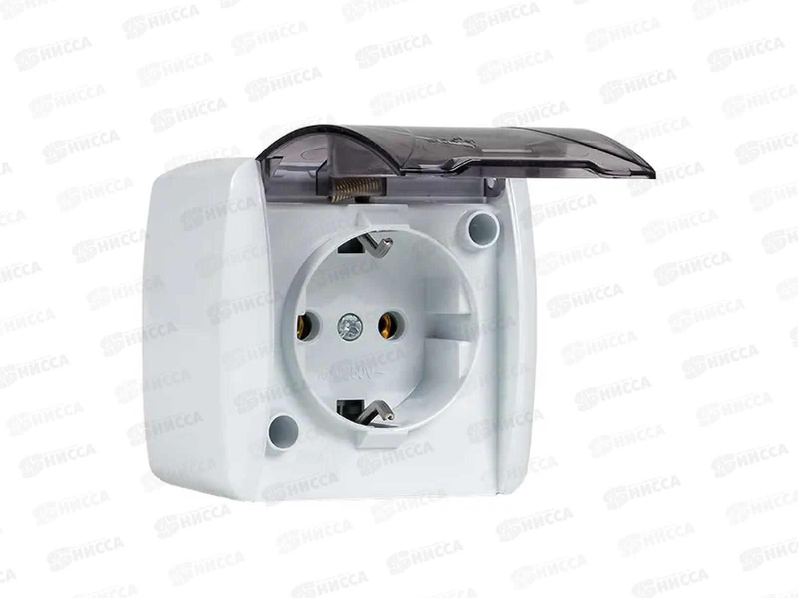 Розетка EKF Владивосток Розетка одинарная 16А с заземлением, с прозрачной крышкой, IP54