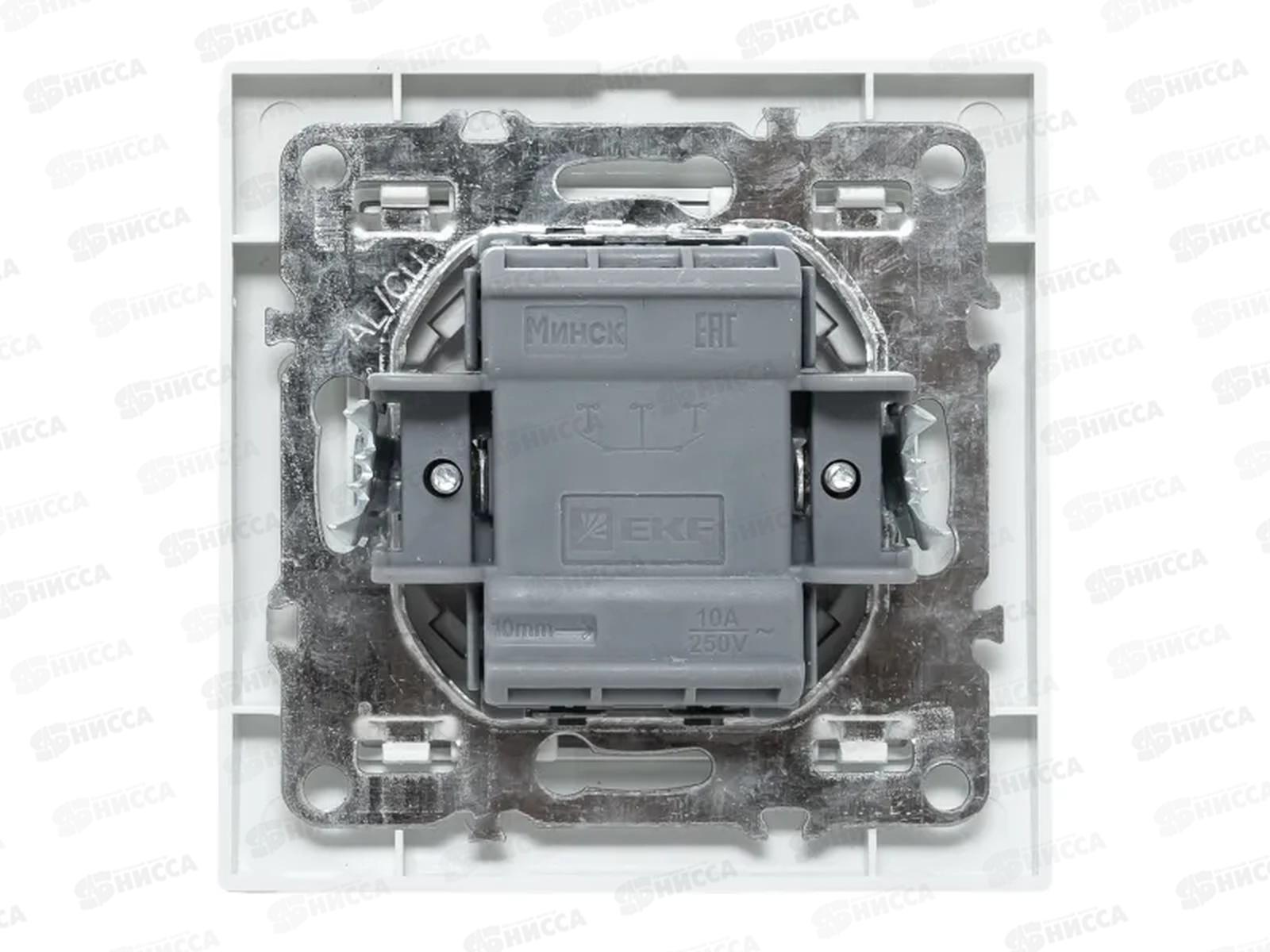 Выключатель EKF Минск 1-клавишный, скрытой установки с индикатором,10А, белый
