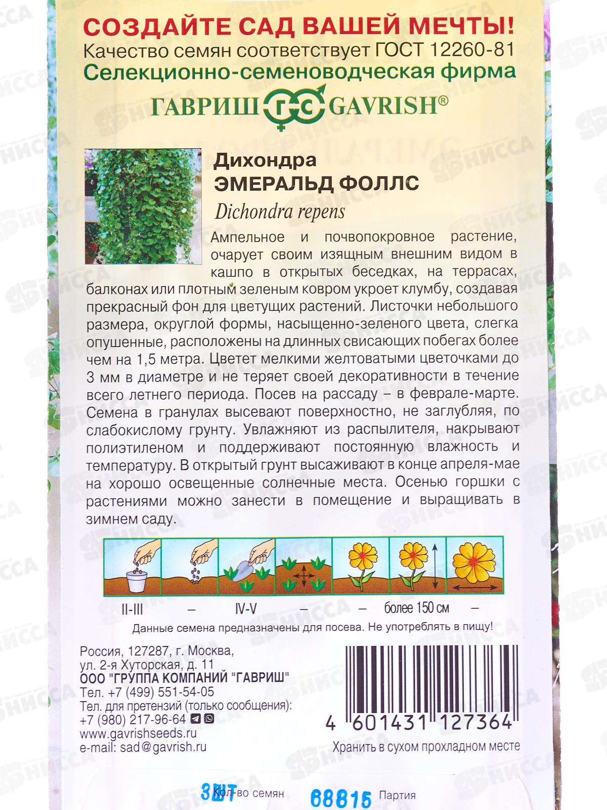 Дихондра Эмеральд Фоллс 3шт *10 ГШ