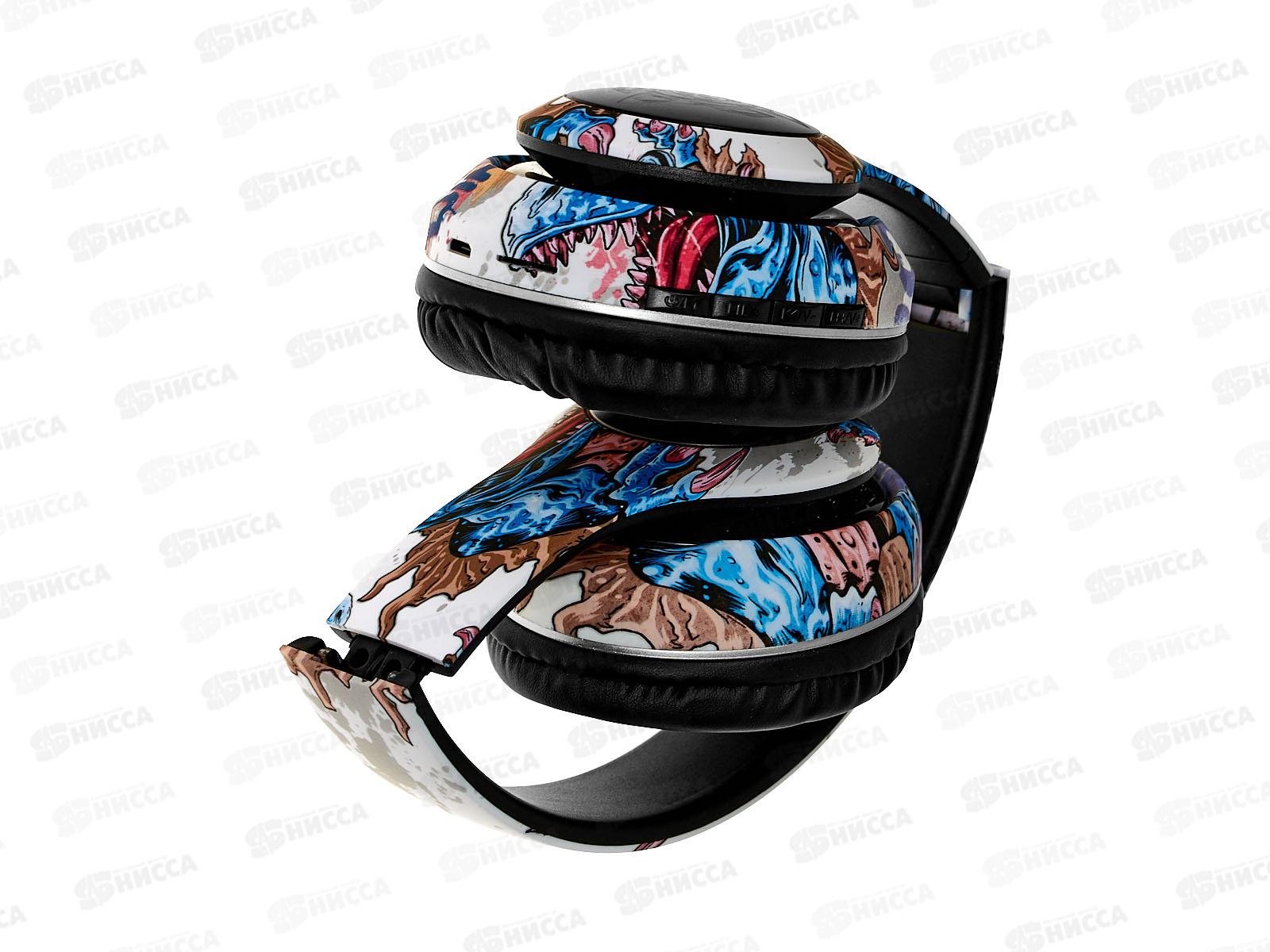 Наушники беспроводные OT-ERB48 Белые с рисунком, большие, гарнитура (bluetooth, FM/TF)